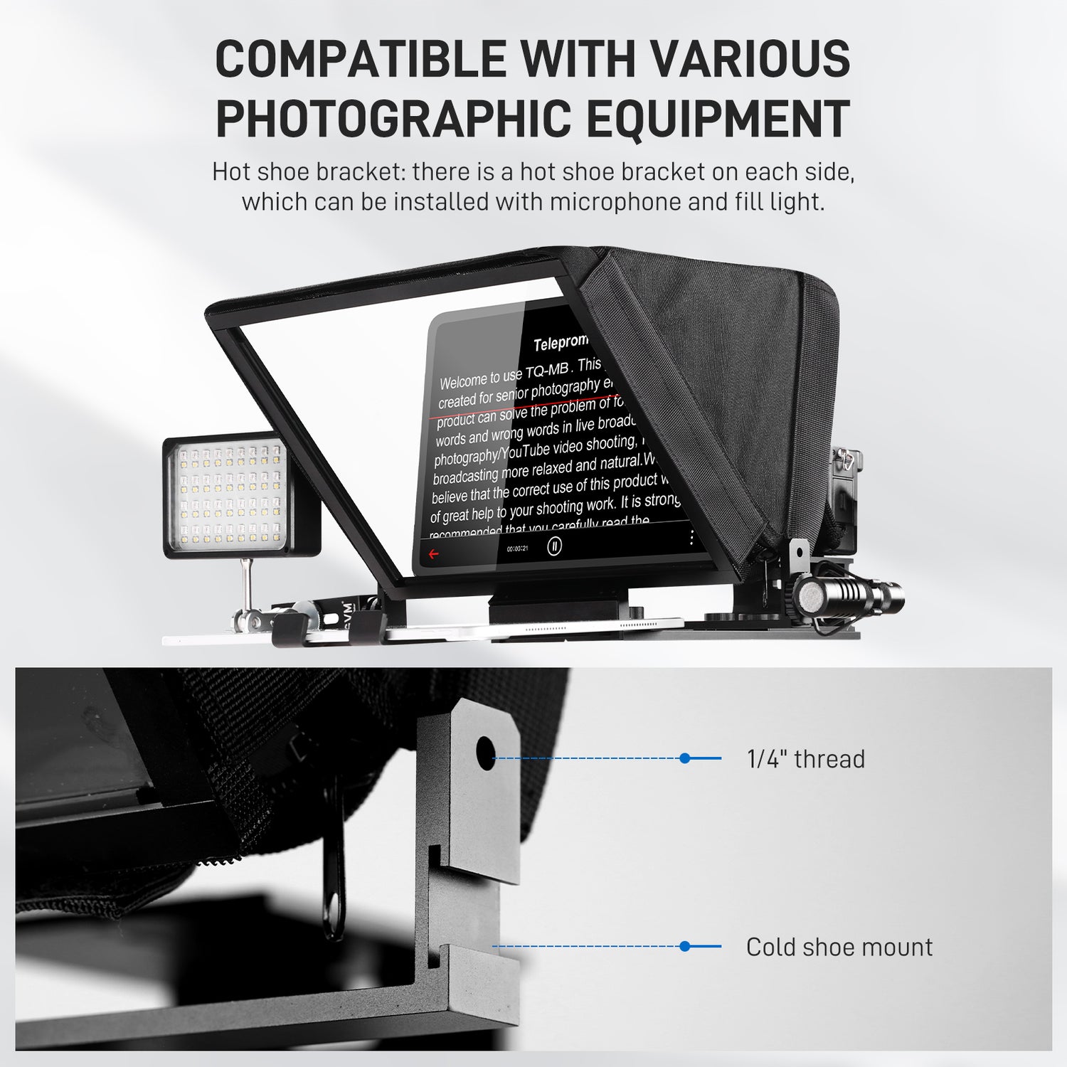 GVM Teleprompter TQ-MB for Tablets & Smartphones with Remote Control