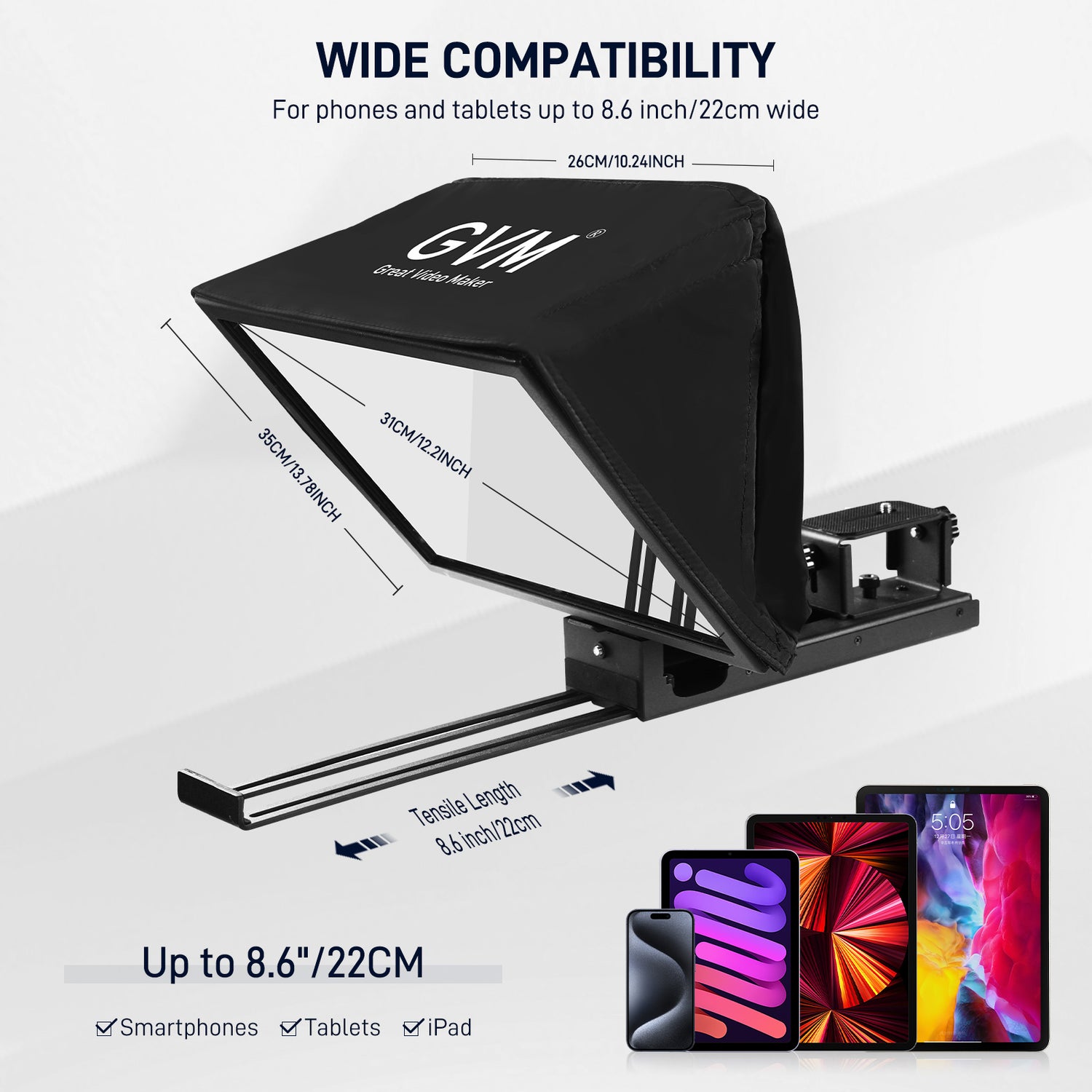 GVM Teleprompter TQ-MA for Tablets & Smartphones with Remote Control