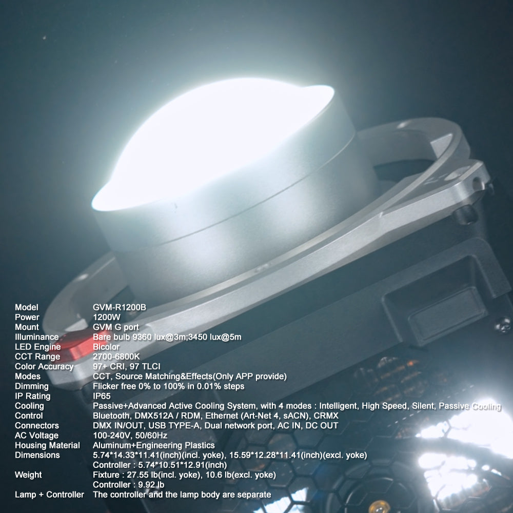 Reign R1200B  1200W Bi-Color Integrated Spotlight