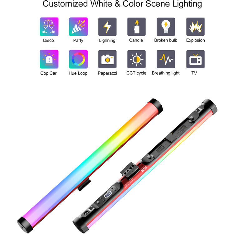 GVM RGB Tube Light with Softbox, 2 Packs 25W Handheld Wand Light, 24
