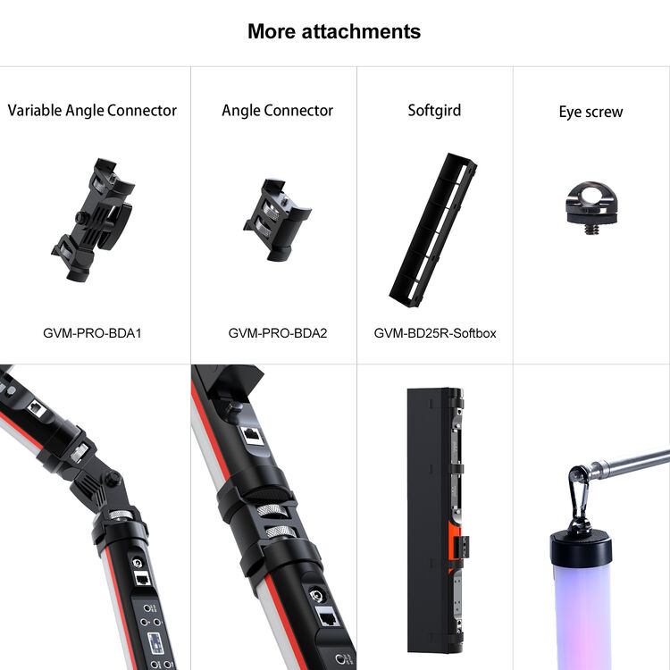 GVM RGB Tube Light with Softbox, 2 Packs 25W Handheld Wand Light, 24