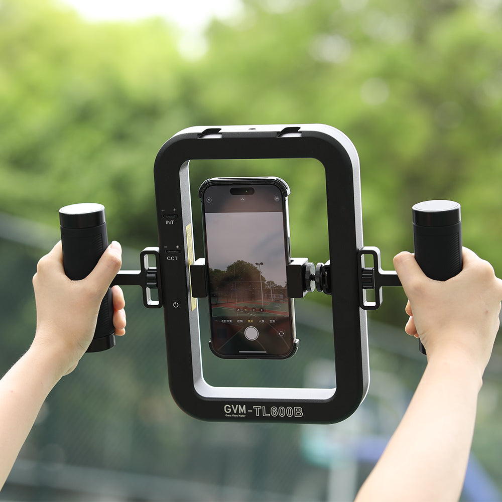 GVM TL600B 6W hand-held dual color temperature mobile phone ring light for live stream