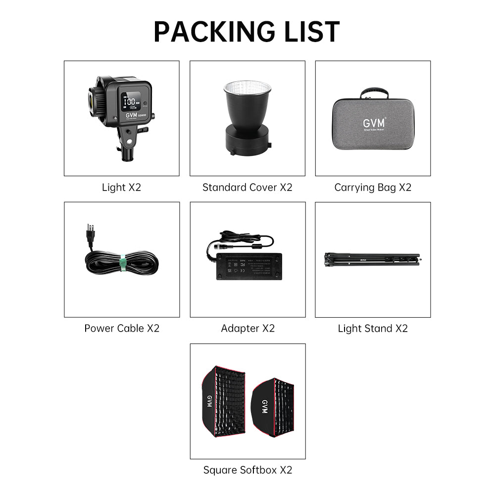 GVM SD80D 80w Bi-Color Spotlight Daylight(2-Light Kit)