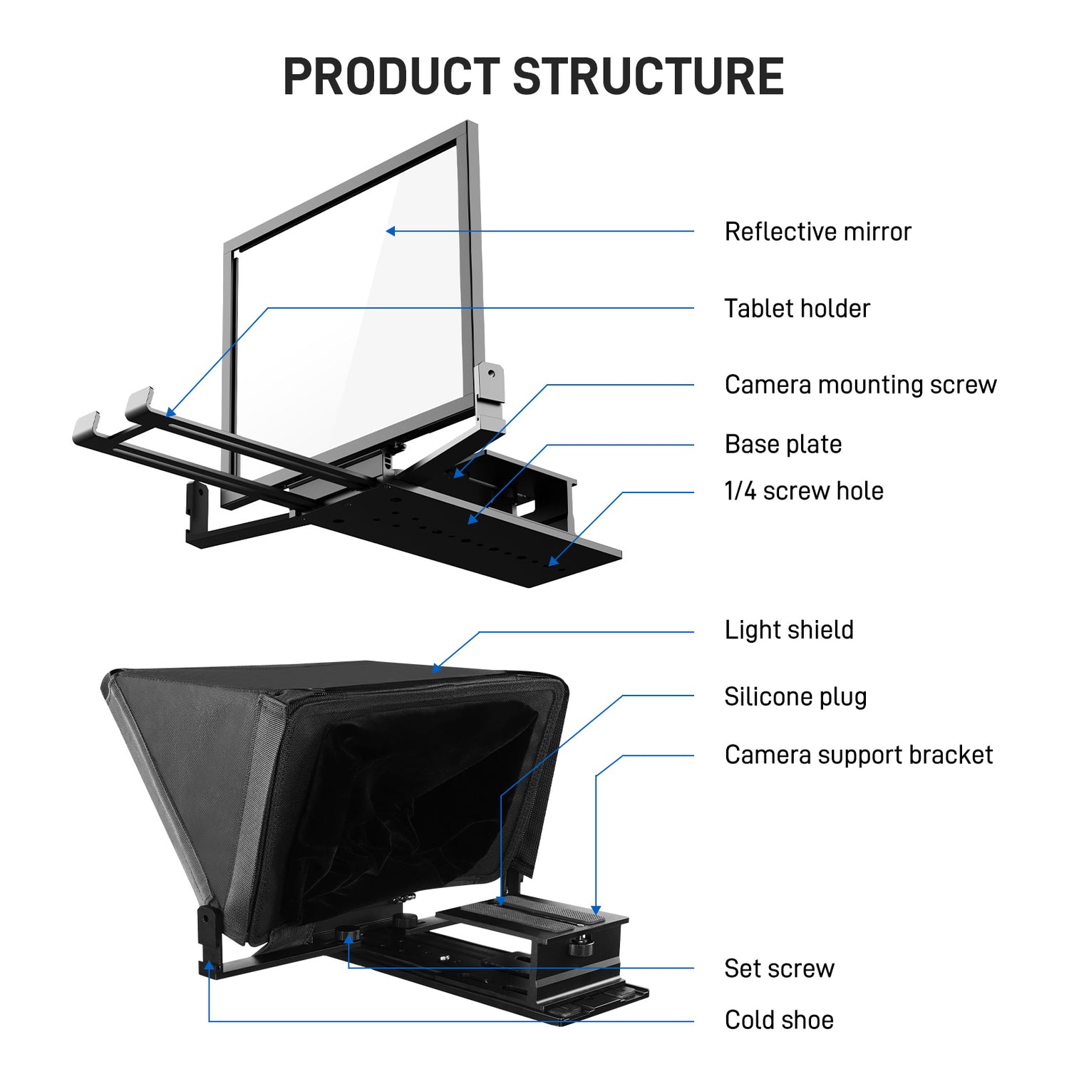 GVM Teleprompter TQ-MB for Tablets & Smartphones with Remote Control