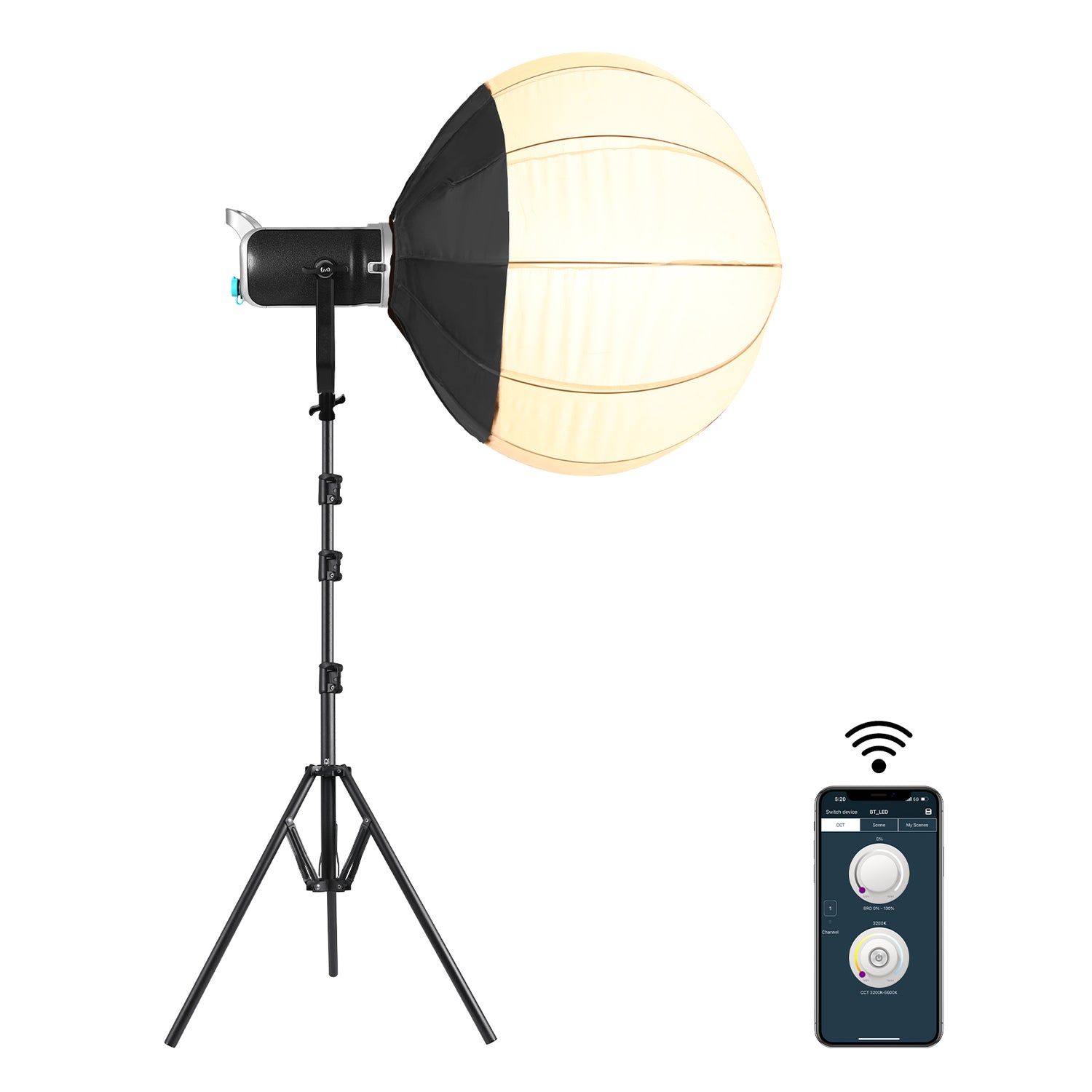 GVM SD300D Bi-Color LED Video Spotlight Kit with Stand and Lantern Softbox - GVM
