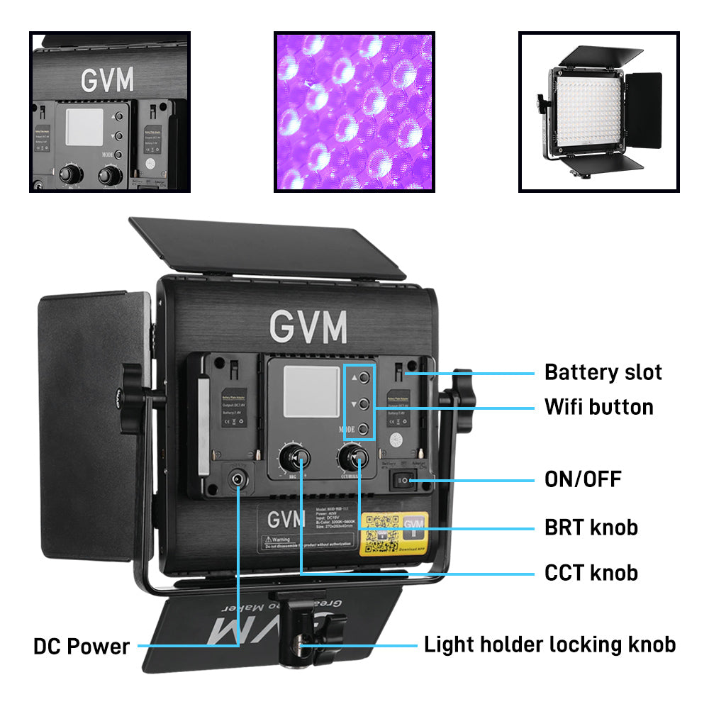 GVM-800D-III 40W Bi-color and RGB Video Panel Light