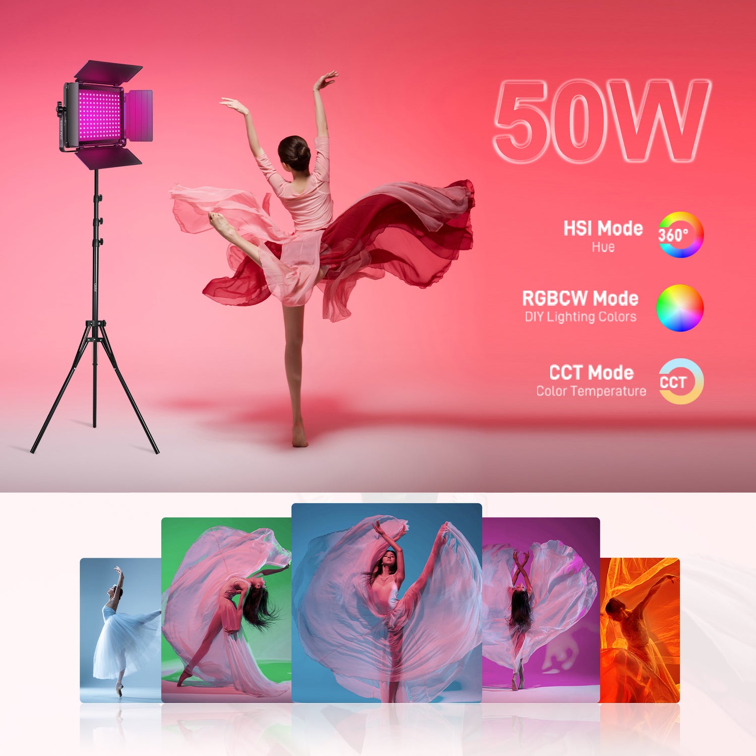 GVM RGB LED Video Light with Lighting Kits, 680RS 50W Led Panel Light with Bluetooth Control, 1 Packs Photography Lighting for YouTube Studio, Video Shooting, Gaming, Streaming, Conference(Buy One Get One Free)