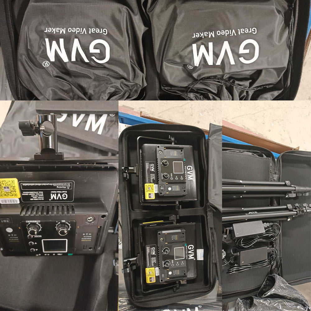 GVM-480LS 28W 2 Pack LED Video Lighting Kits with APP Control, Bi-Color Variable 2300K~6800K with Digital Display Brightness of 10~100% for Video Photography, CRI97+ TLCI97 Led Video Light Panel +Barndoor(Open Box)