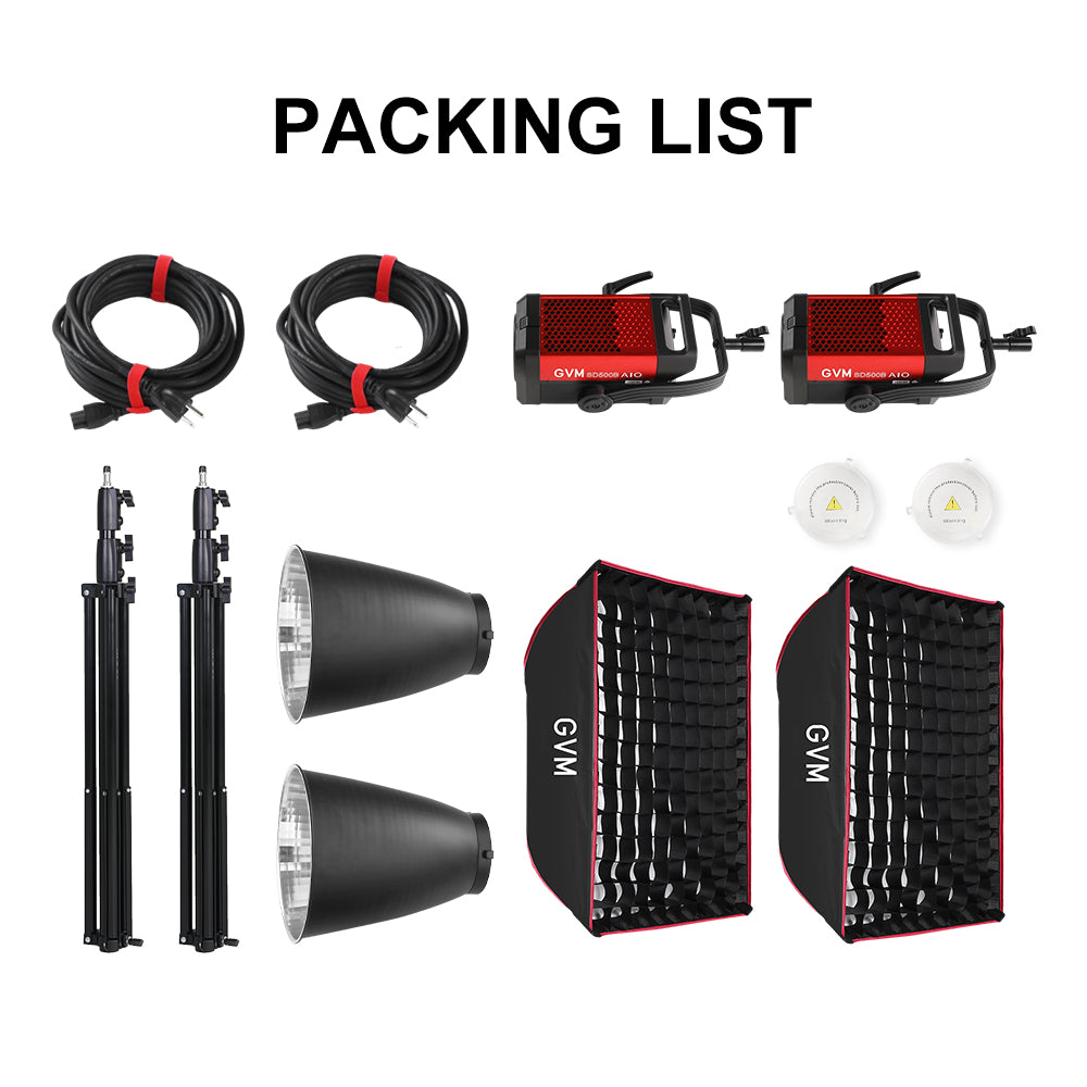 GVM SD500B AIO 500W Bi-Color Integrated Spotlight(2-Light kit)