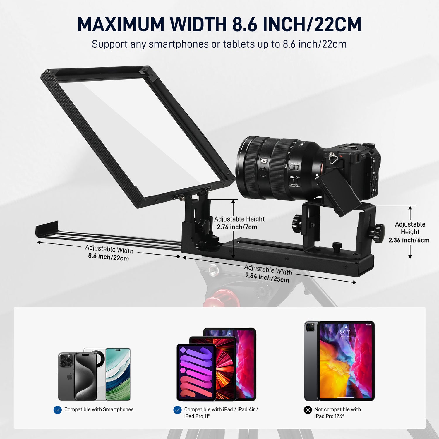GVM Teleprompter TQ-MA for Tablets & Smartphones with Remote Control