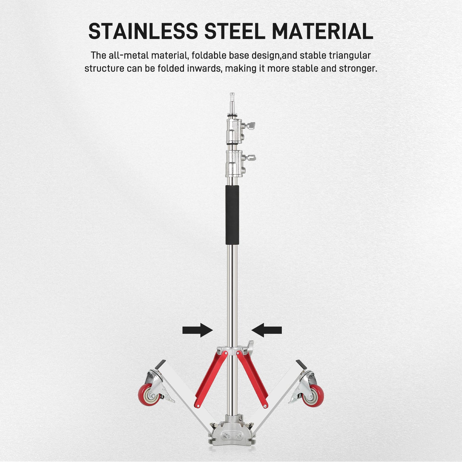 GVM DL300 Professional Rolling Light Stand - Stainless Steel & Aluminum Alloy with Locking Casters for Studio/Outdoor Photography/Videography(118‘’)