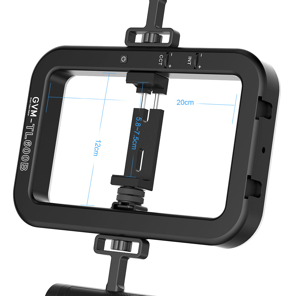 GVM TL600B 6W hand-held dual color temperature mobile phone ring light for live stream