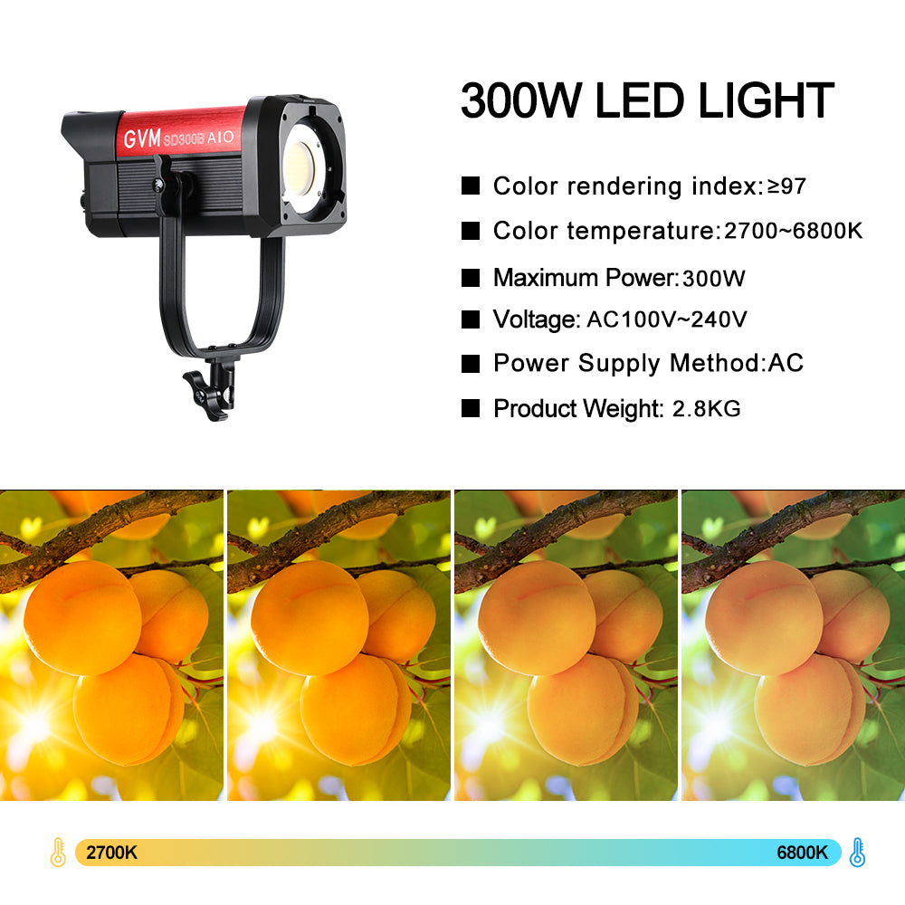 GVM SD300B-AIO 300W LED Video Light Mesh Bluetooth(2-Light-kit)