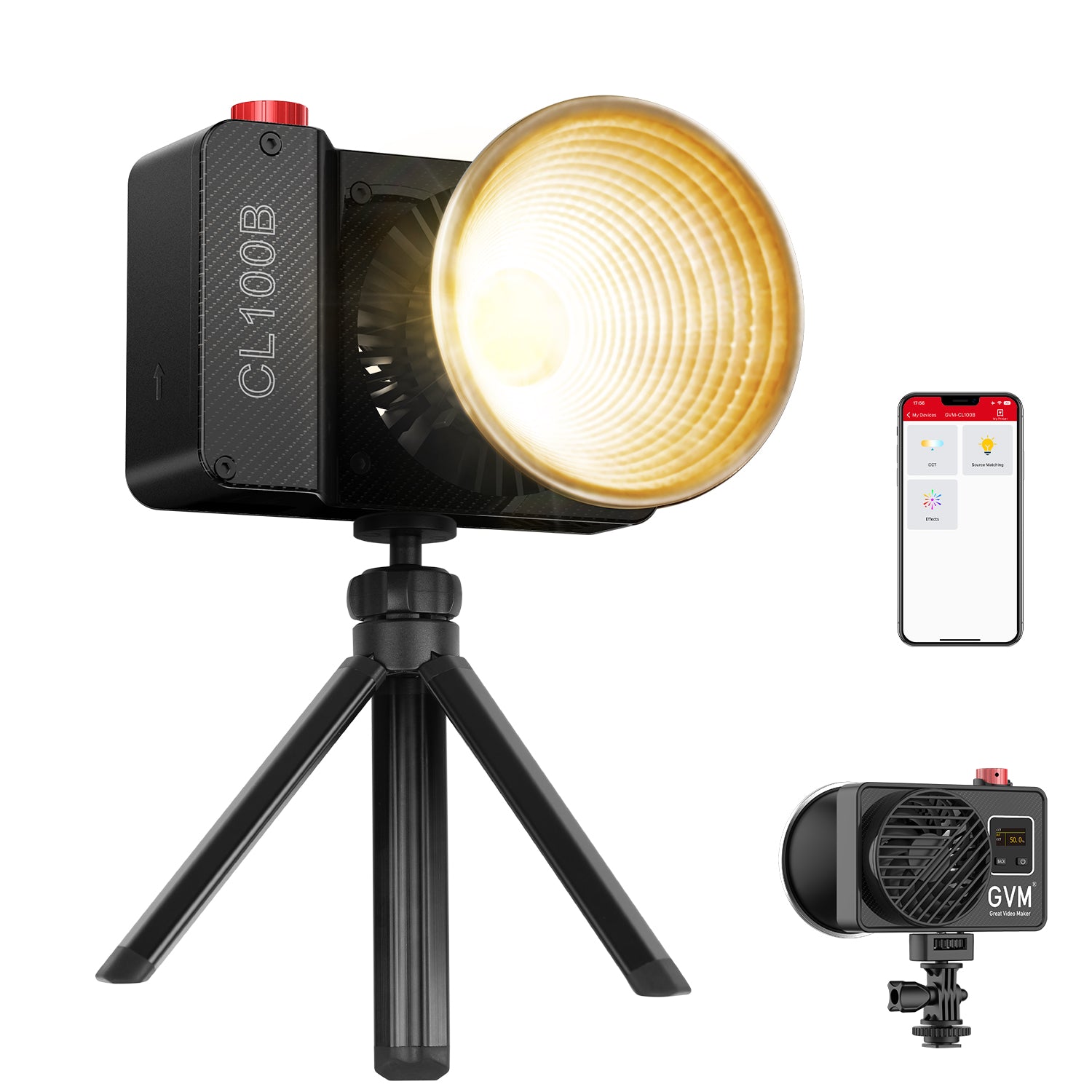 GVM 100W LED Video Light,Professional Photography Lighting Portable Continuous Output Lighting 2700K~6800K,18500 lux@1m with Standard Reflector for Studio Photography