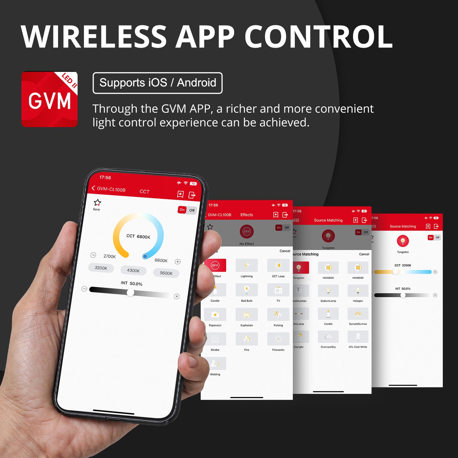 GVM 100W LED Video Light,Professional Photography Lighting Portable Continuous Output Lighting 2700K~6800K,18500 lux@1m with Standard Reflector for Studio Photography