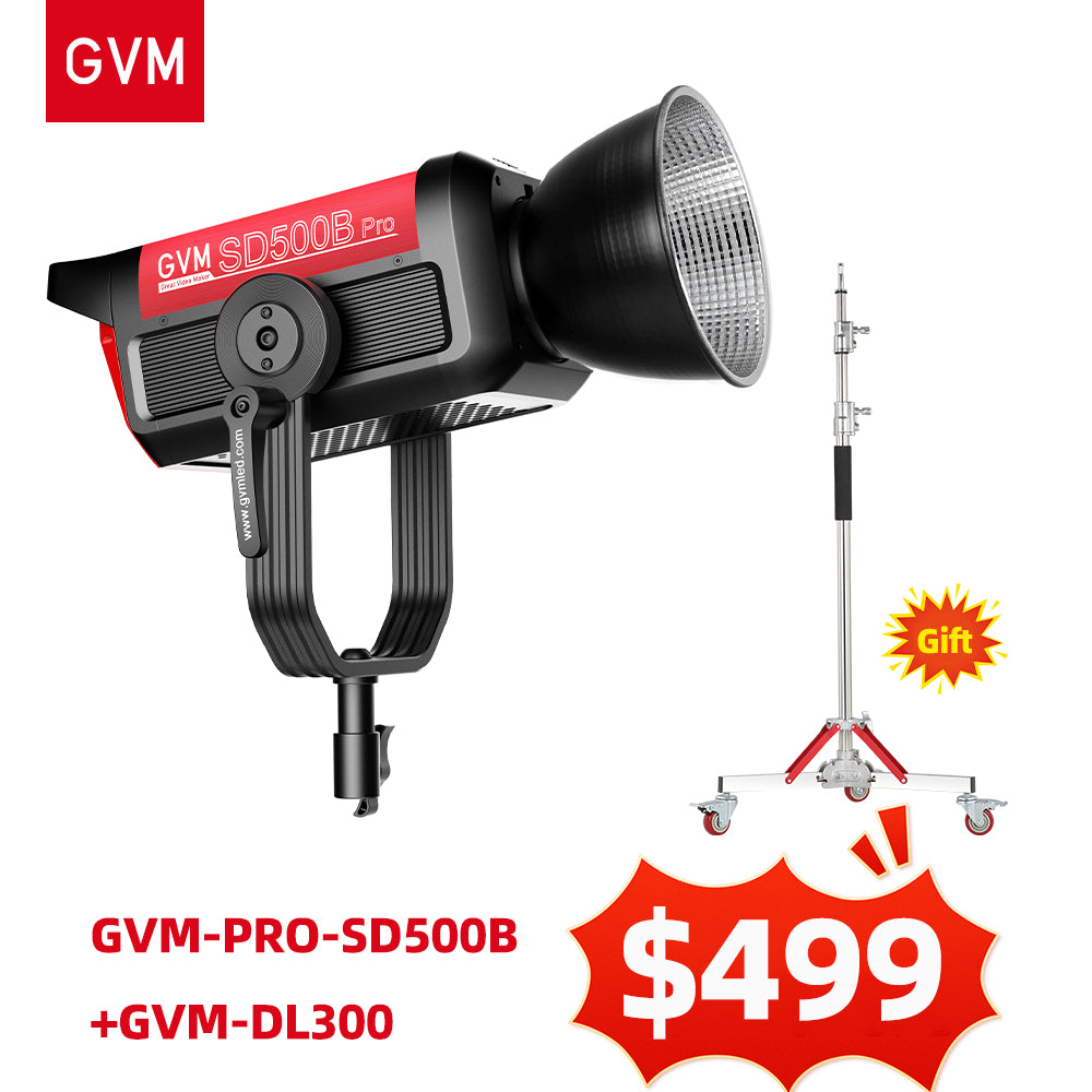 GVM PRO-SD500B 500W Waterproof Bi-Color Monolight (V-mount & Mesh Bluetooth)(include a light stand vaue $109)
