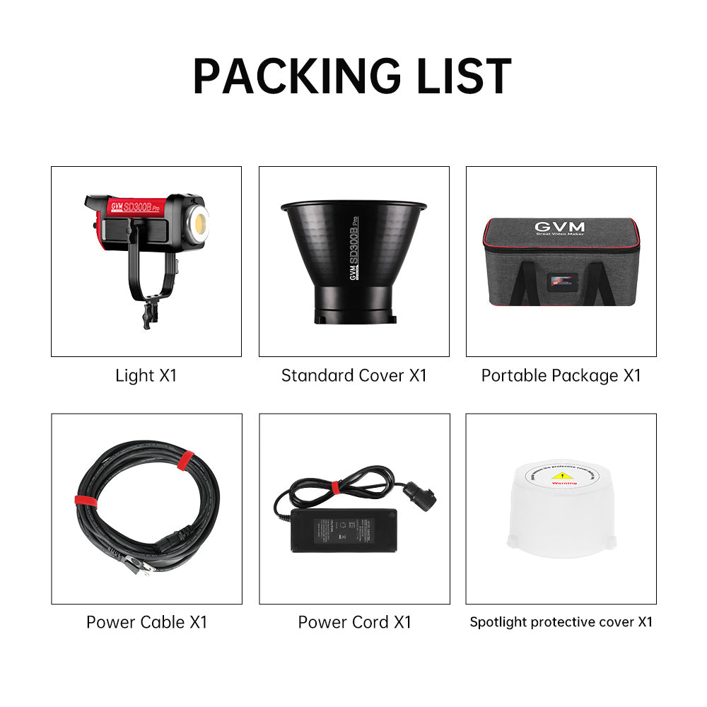 GVM PRO-SD300B 300W Bi-Color Monolight V-mount Mesh Bluetooth - GVM