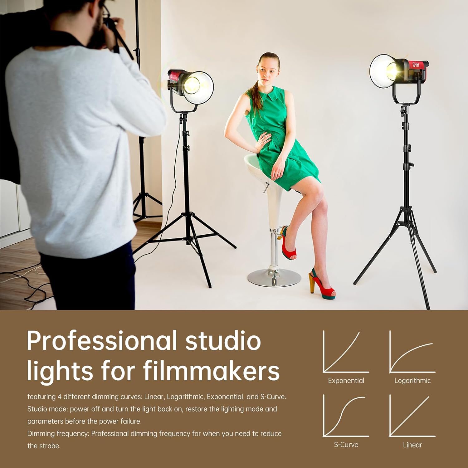 GVM PRO - SD300B 300W Bi - Color Monolight V - mount Mesh Bluetooth(Includes Free: GVM - YG60SP) - GVM