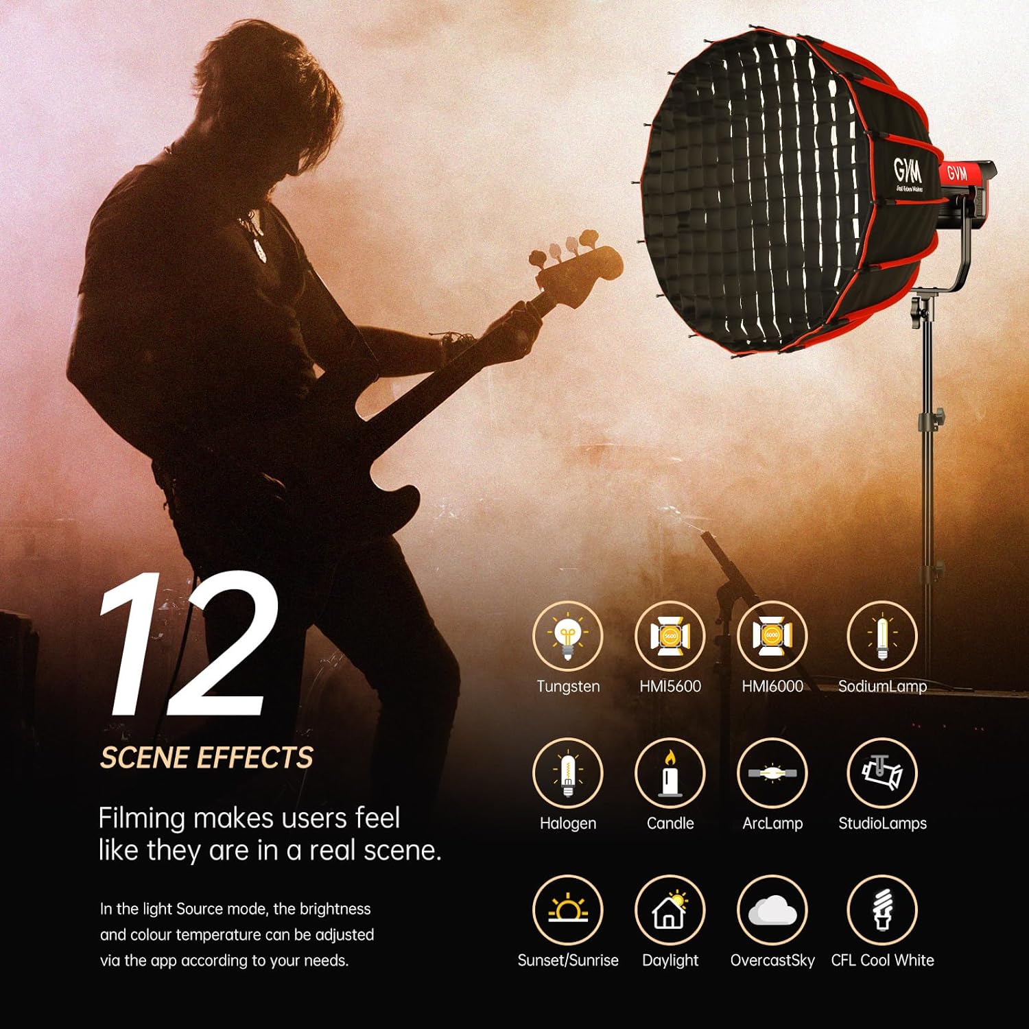 GVM PRO - SD300B 300W Bi - Color Monolight V - mount Mesh Bluetooth(Includes Free: GVM - YG60SP) - GVM