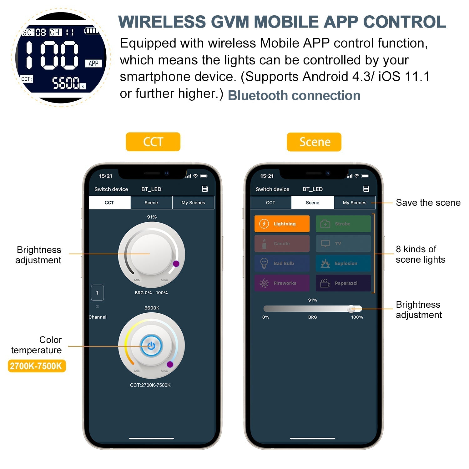 GVM-SD300D 300W LED Video Light High Power LED Spotlight Bi-Color LED Daylight kit - GVMLED