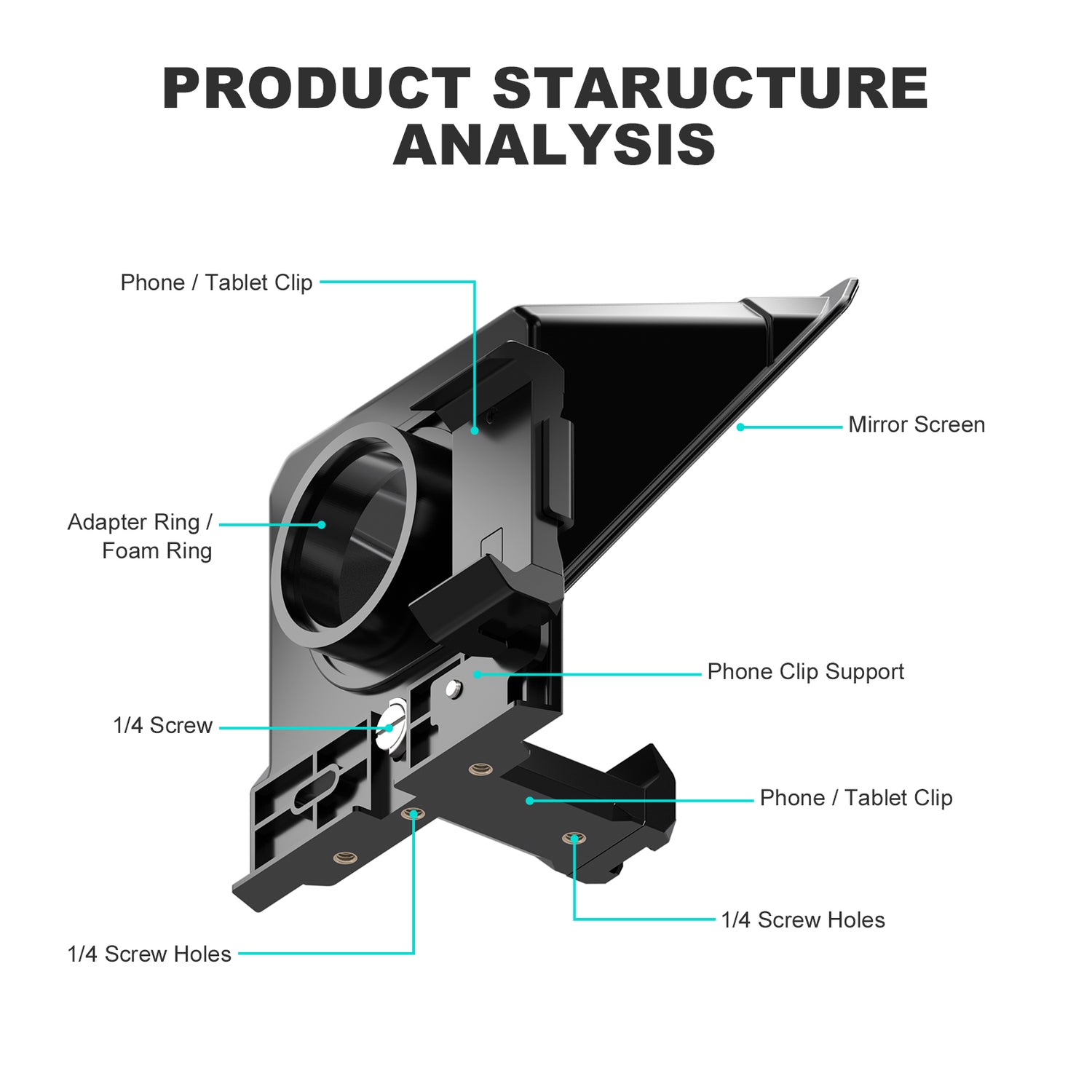 GVM TQ-S Teleprompter for iPad Tablet & Smartphone with Bluetooth APP Control - GVMLED