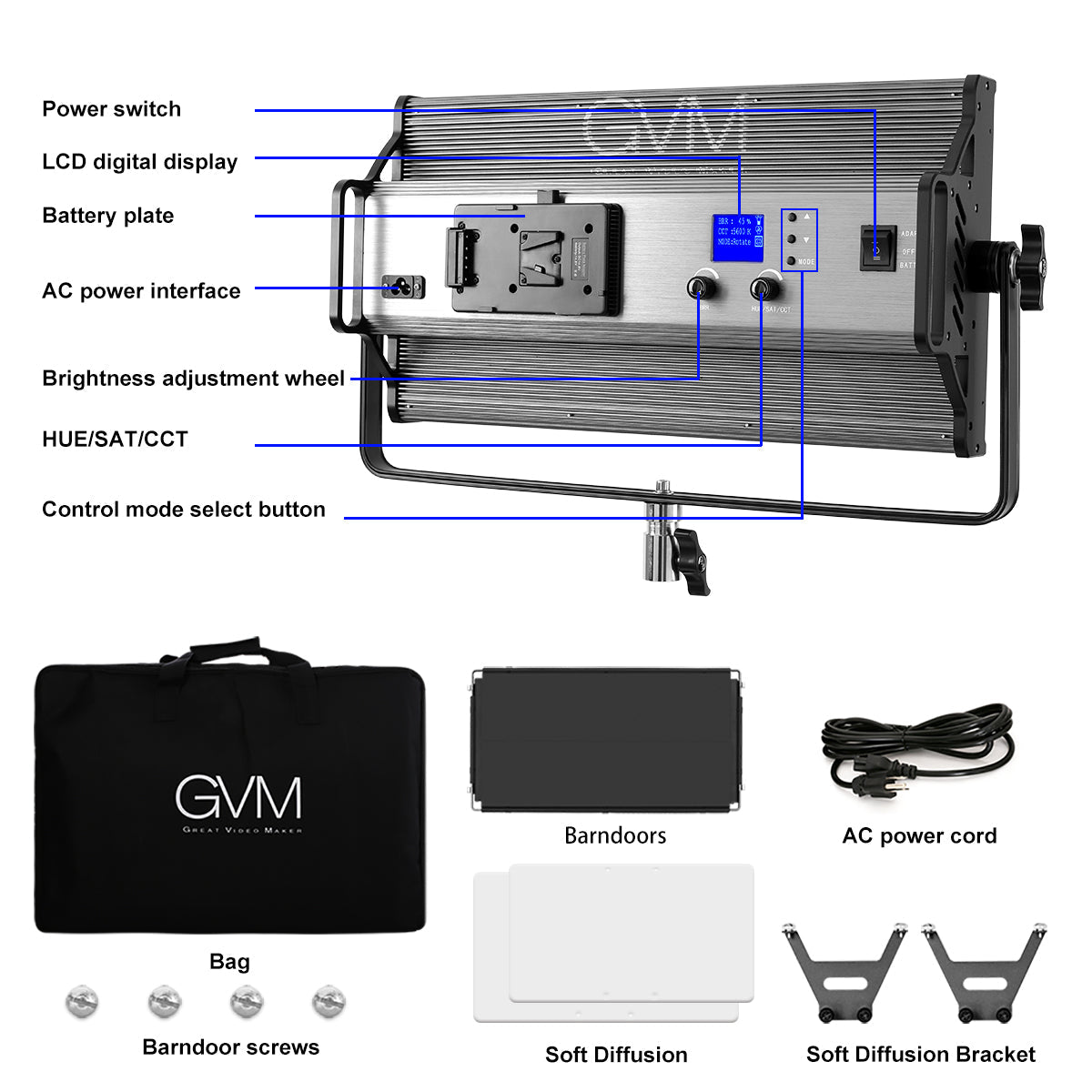 GVM 110S RGB Powerful Bi-color and RGB Video Panel Light - GVMLED