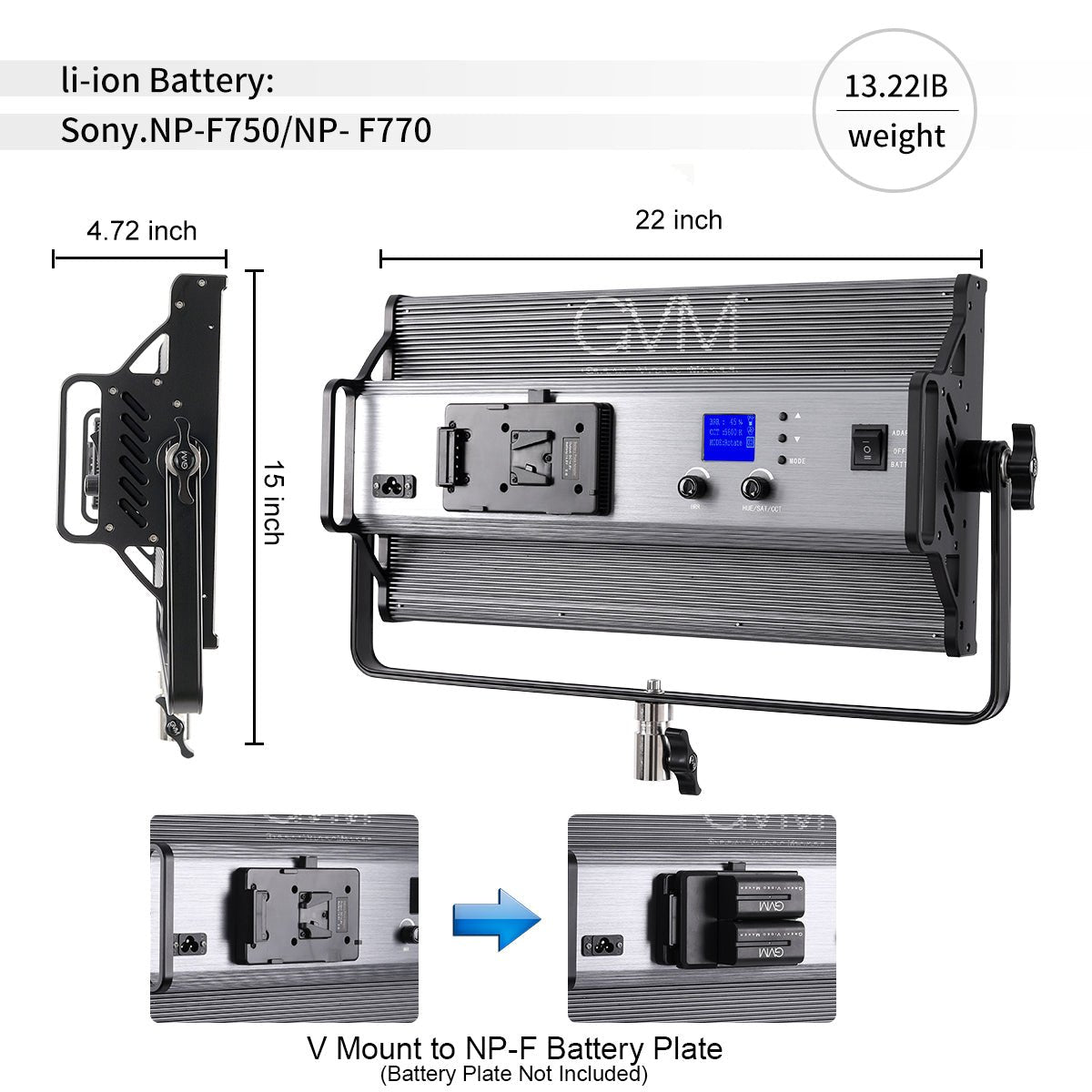 GVM 110S RGB Powerful Bi-color and RGB Video Panel Light - GVMLED
