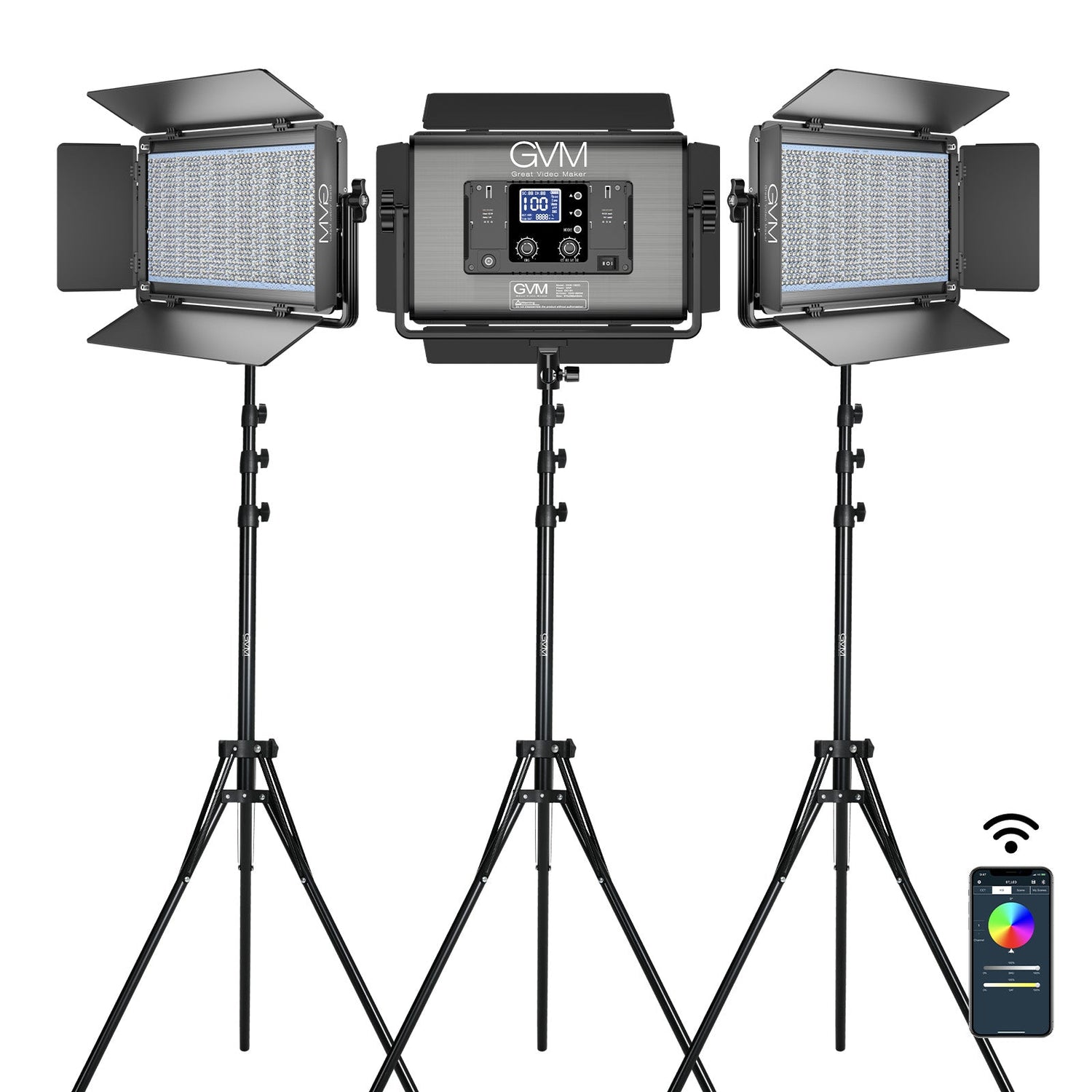 GVM-1500D 75W Powerful Bi-color and RGB Video Panel Light 2-Light-Kit - GVMLED
