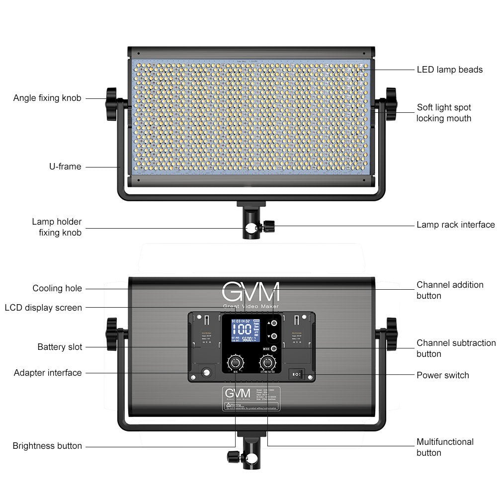 GVM-1500D 75W Powerful Bi-color and RGB Video Panel Light 3 kits - GVMLED