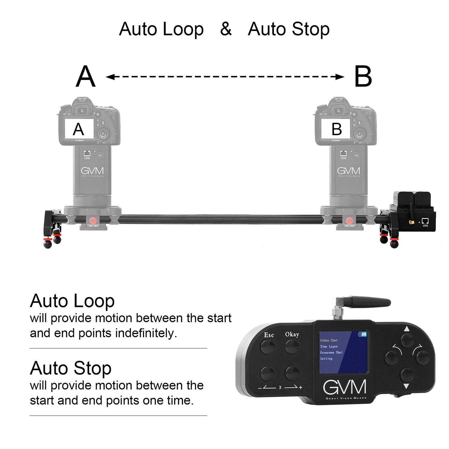 GVM-2D Professional Wireless Video Carbon Fiber Motorized Camera Slider - GVMLED