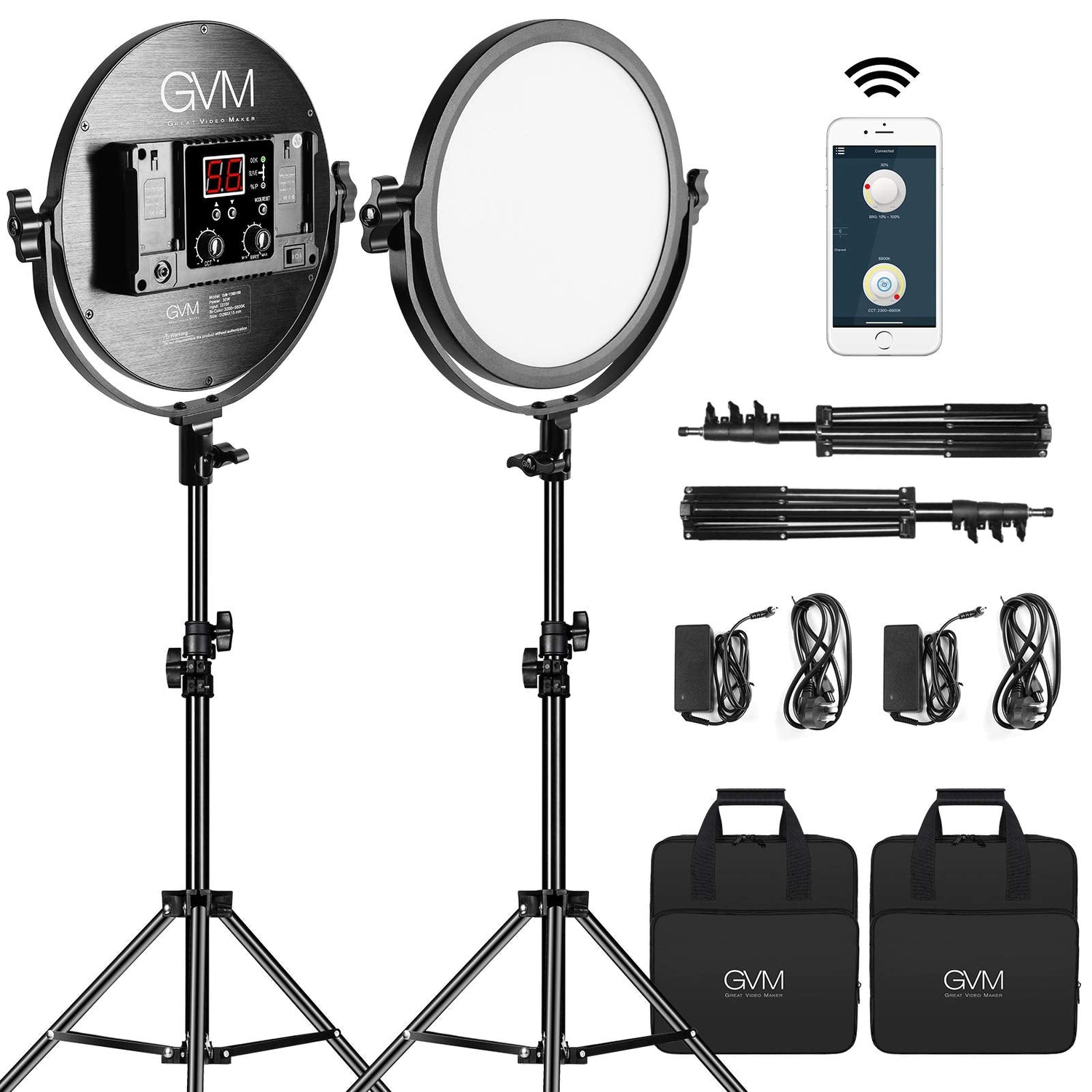 GVM 30W Soft Light Bi-Color LED Key Light 2 lights kit(10