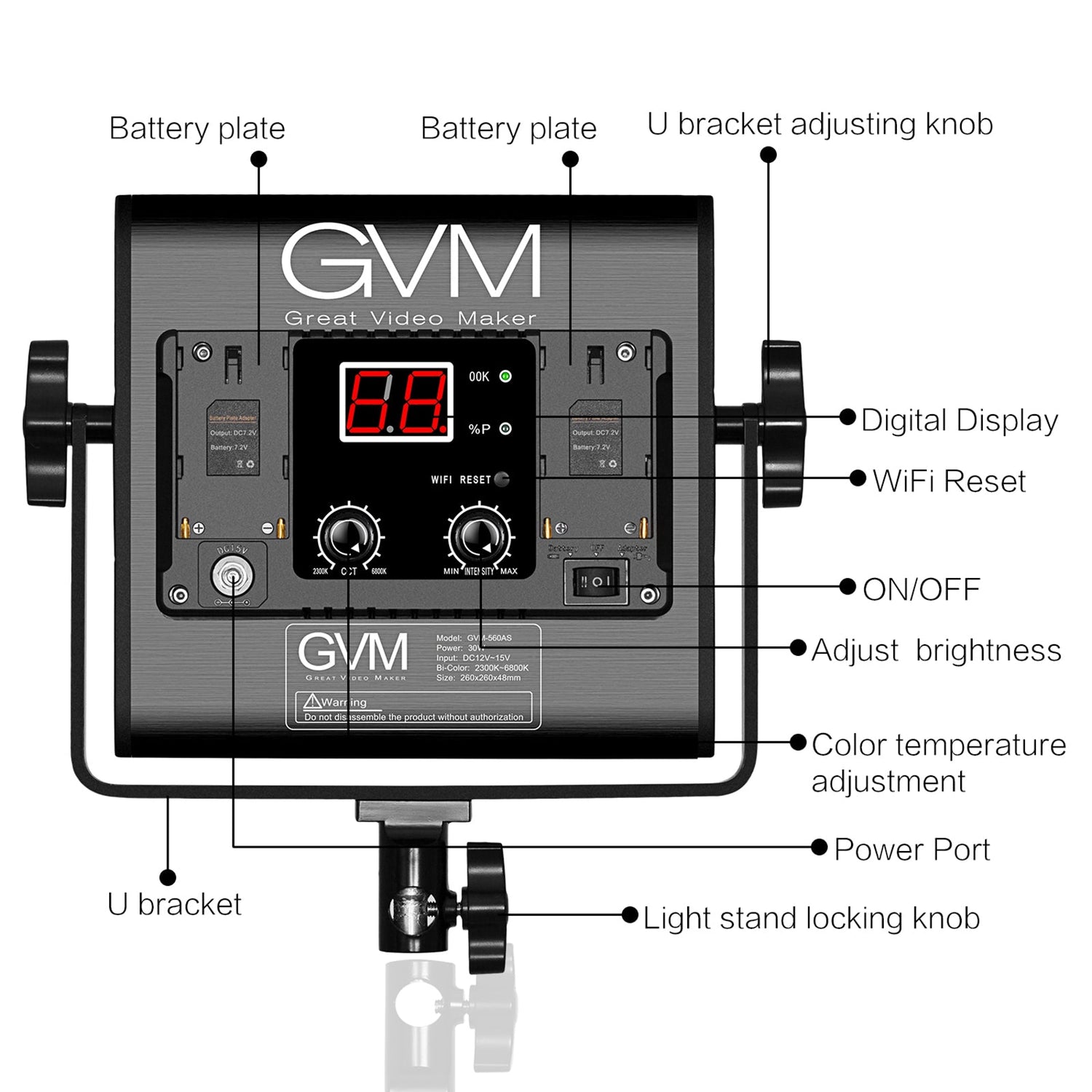 GVM-560AS 30W High Beam Bi-Color LED Video Soft Light - GVMLED