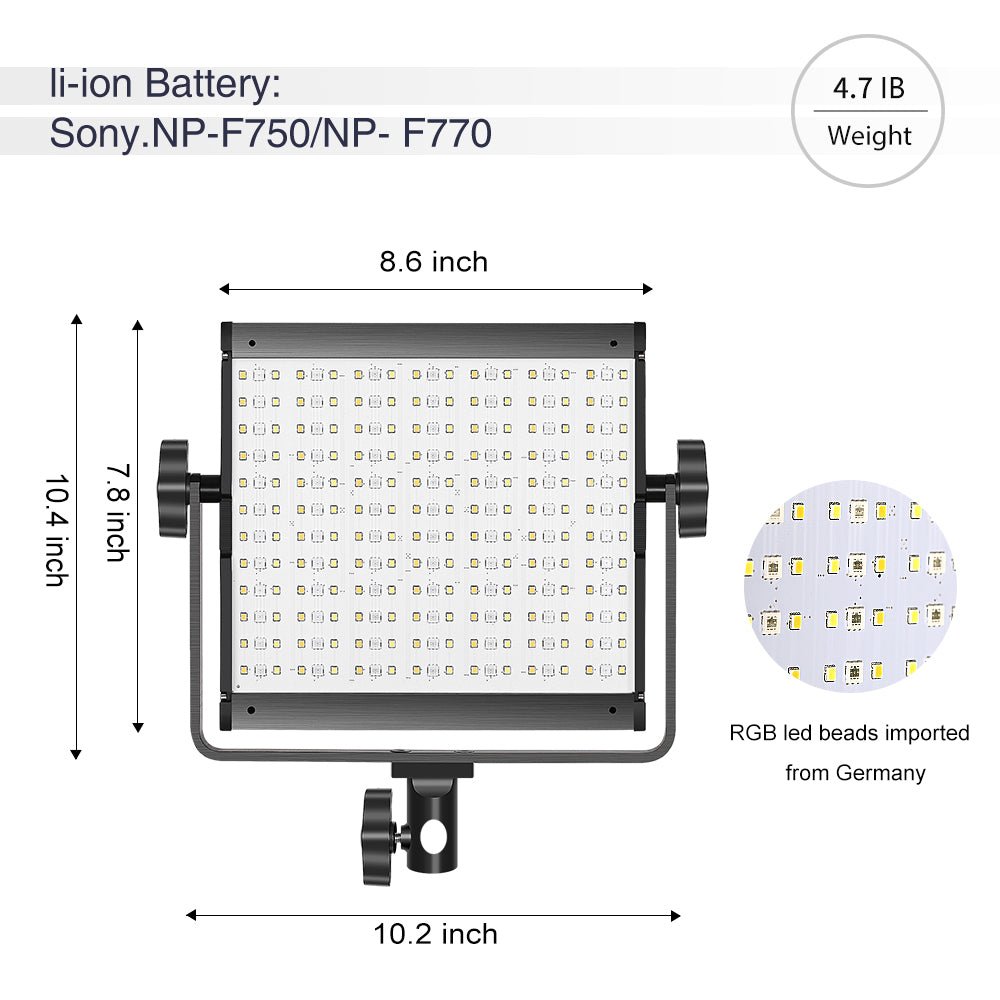 GVM-800D 40W Powerful Bi-color and RGB Video Panel Light Kit - GVMLED