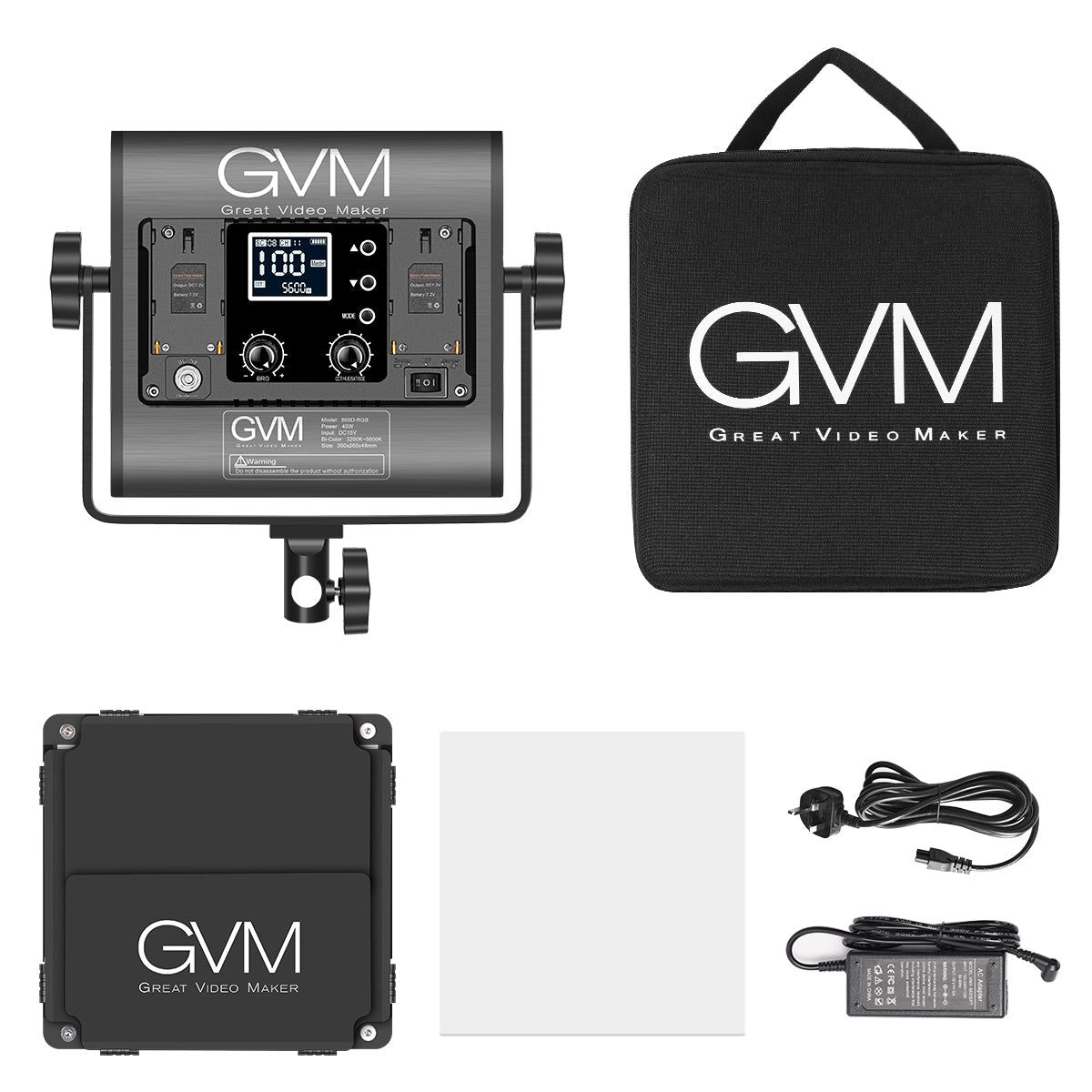 GVM-800D 40W Powerful Bi-color and RGB Video Panel Light Kit - GVMLED