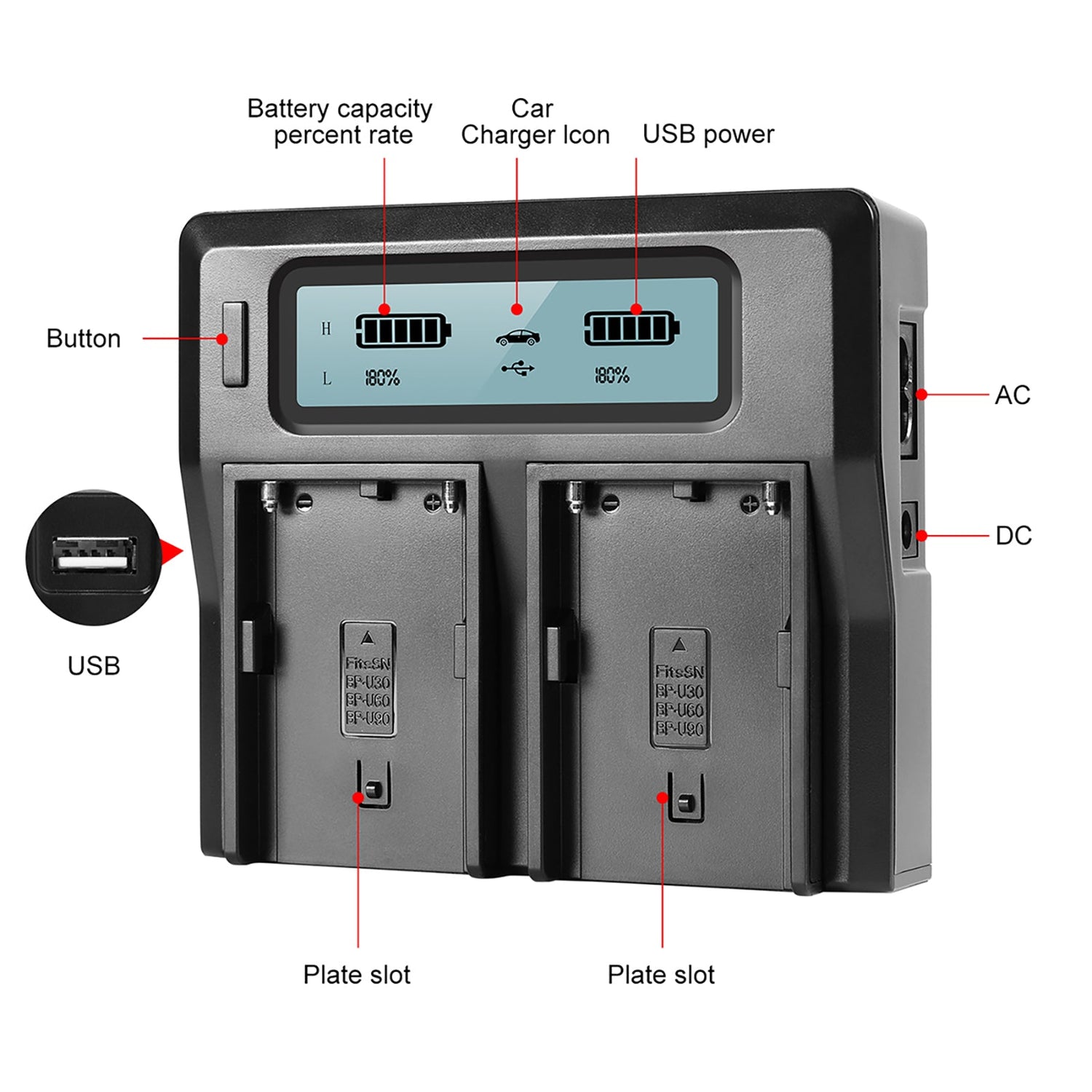 GVM BP-U65 5600mAh Battery with Charger for Sony PMW / PXW Series Cameras - GVMLED