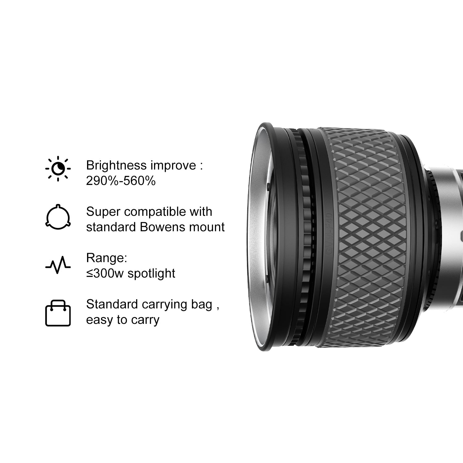 GVM F40 Fresnel Attachment for LED Light Spotlight - GVMLED