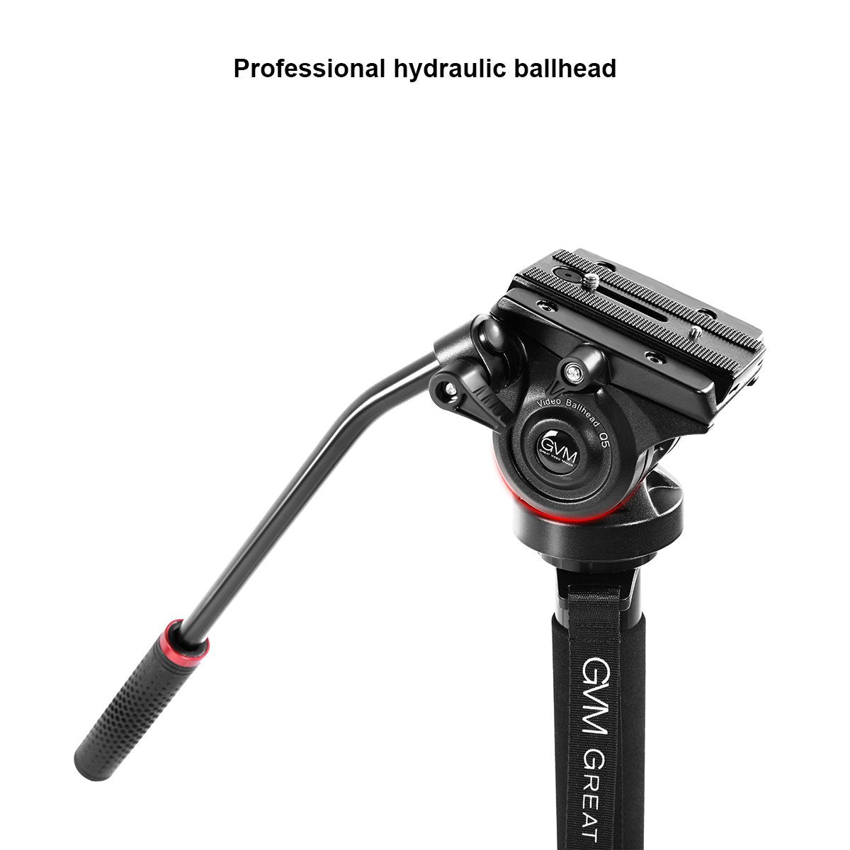 GVM G169 Carbon Fiber 4-Section Monopod with Video Fluid Head - GVMLED