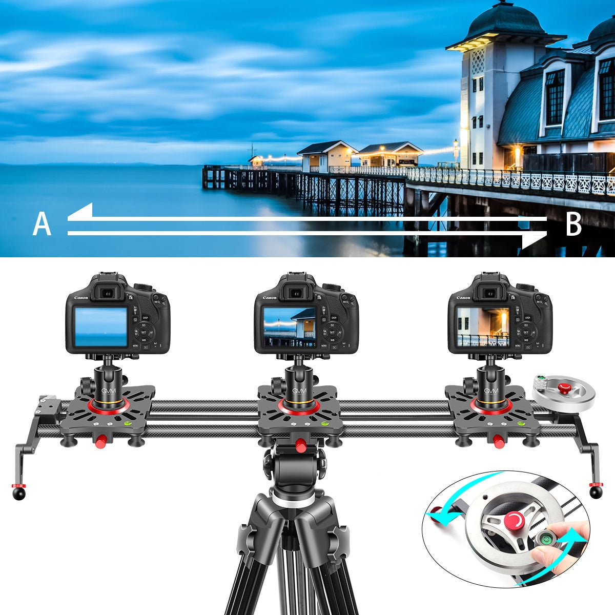 GVM GP-80FW Carbon Fiber Camera Slider with Flywheel (33