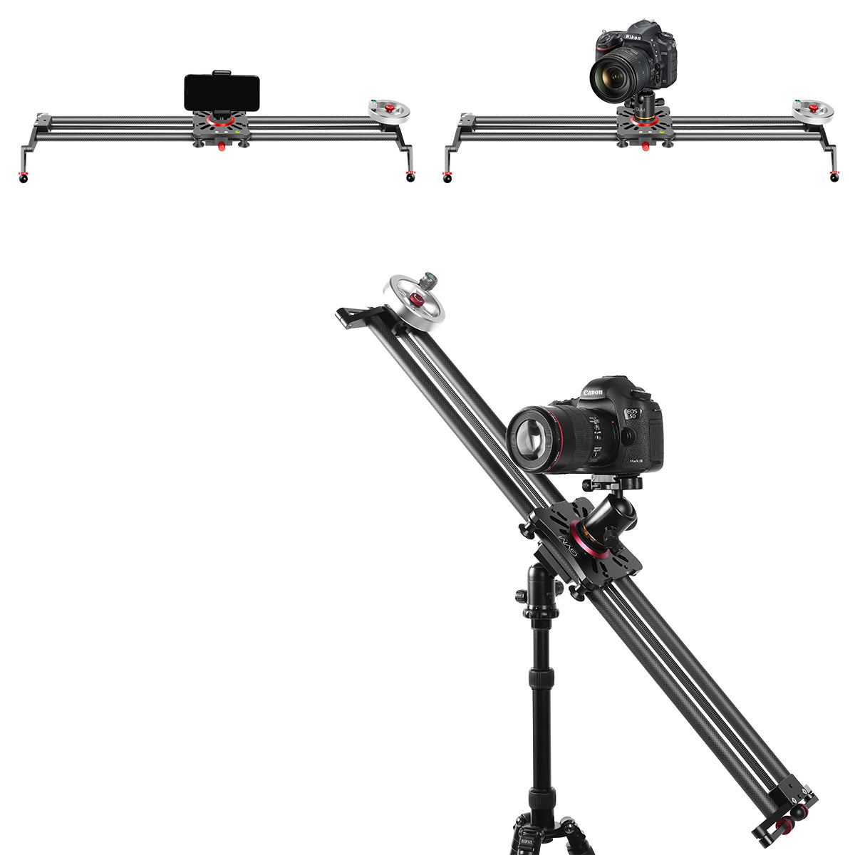 GVM GP-80FW Carbon Fiber Camera Slider with Flywheel (33