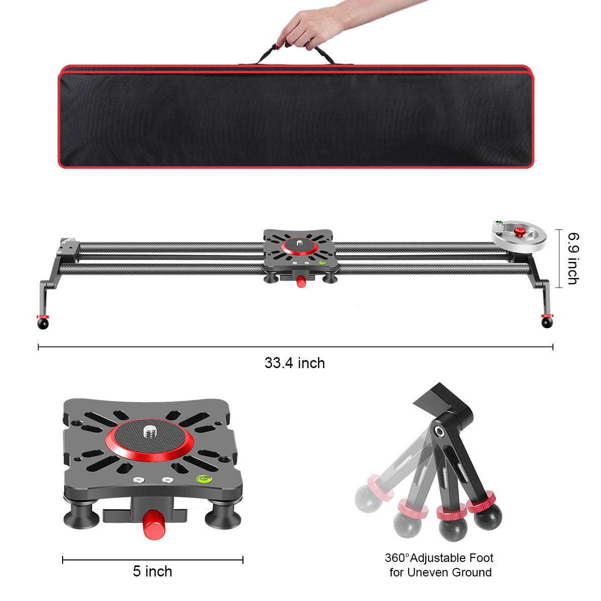 GVM GP-80FW Carbon Fiber Camera Slider with Flywheel (33
