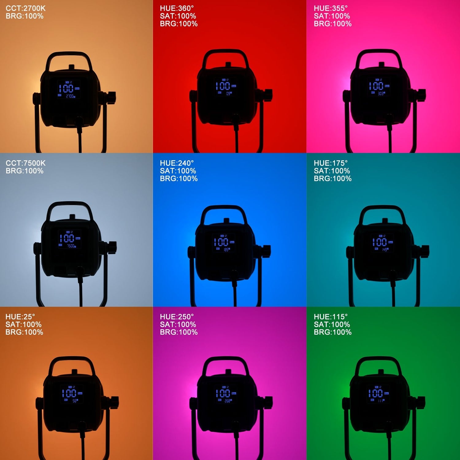 GVM PR150R 150W High Power LED Spotlight Bi-Color & RGB Studio Lighting Kit with Lantern Softbox - GVMLED