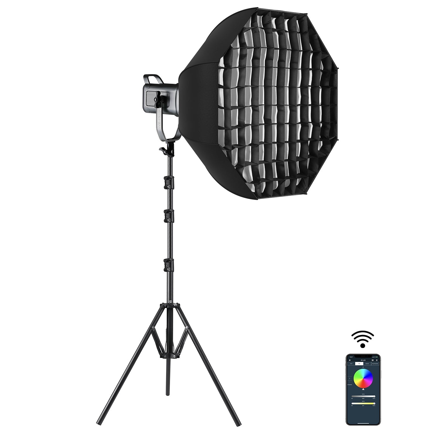 GVM PR150R 150W High Power LED Spotlight Bi-Color & RGB Studio Lighting Kit with Softbox - GVMLED