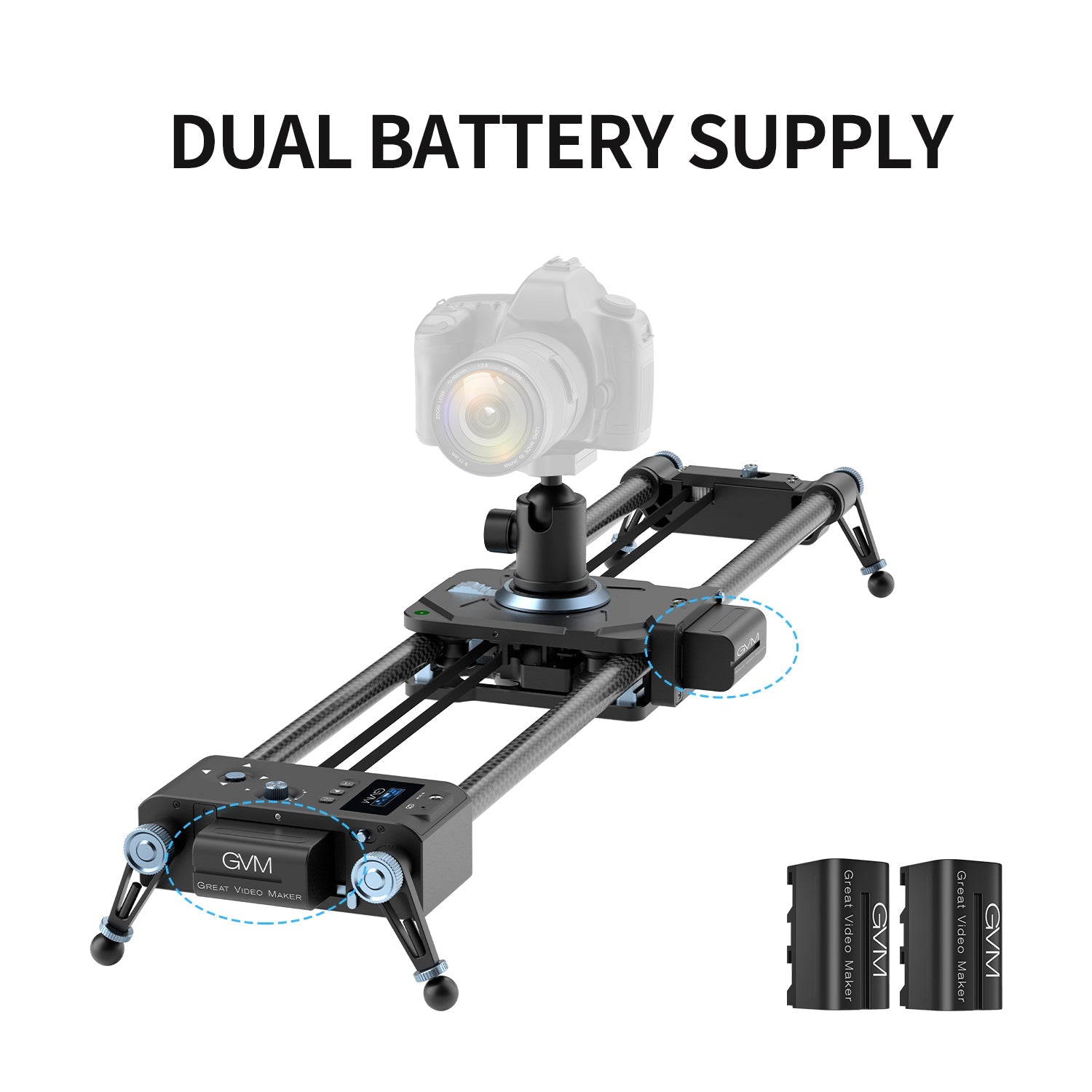 GVM Professional Brushless 2 Axis Carbon Fiber Motorized Camera Slider (32