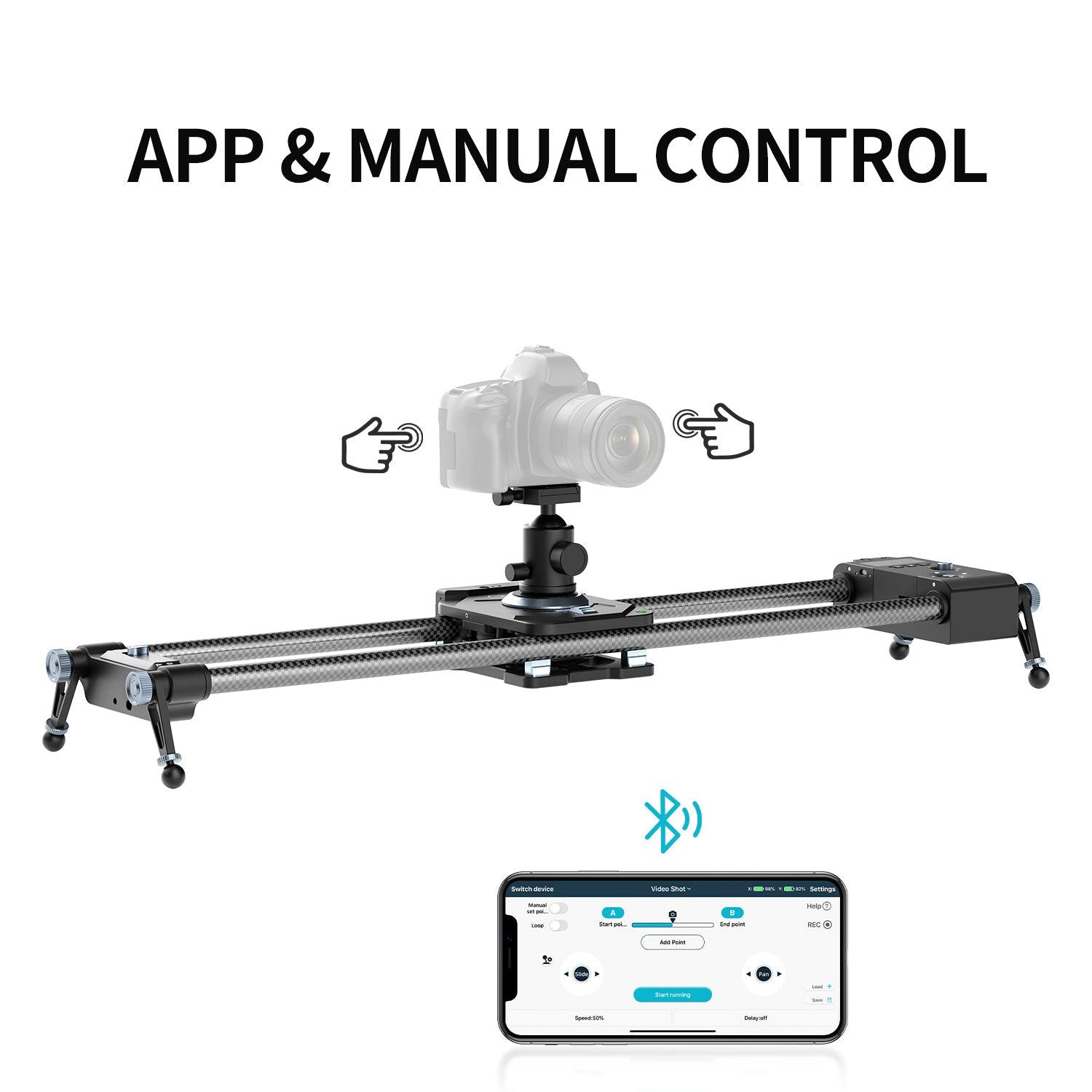 GVM Professional Brushless 2 Axis Carbon Fiber Motorized Camera Slider (32