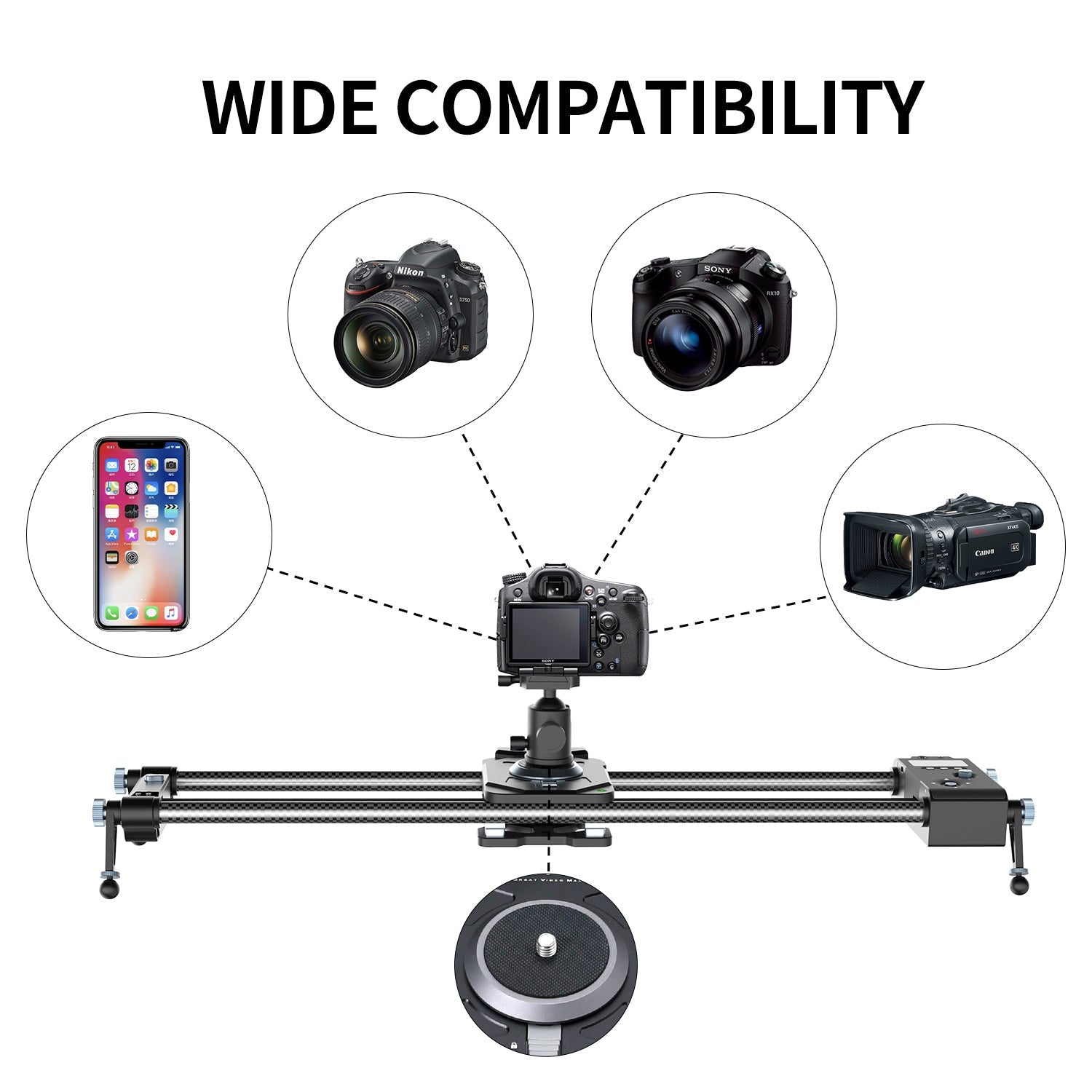 GVM Professional Brushless 2 Axis Carbon Fiber Motorized Camera Slider (32