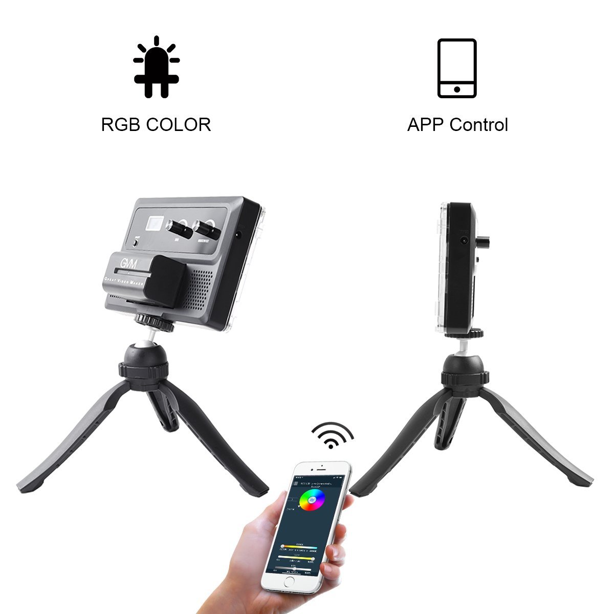 GVM RGB-10S2L Professional Video on Camera Video Light 2 Light Kit with Control Knob - GVMLED