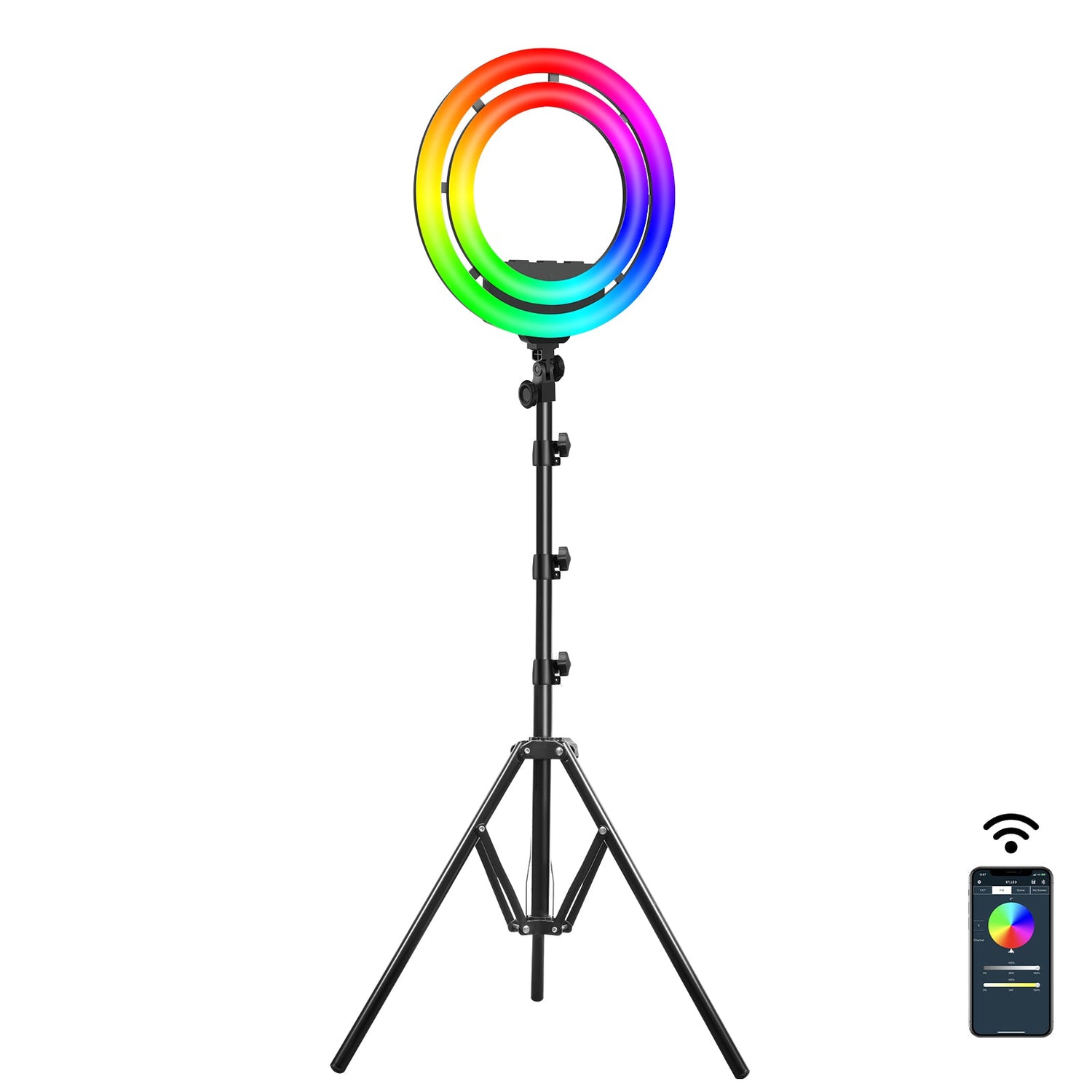 GVM-Ring18 50W High Power Bi-Color & RGB Ring Light Kit (18