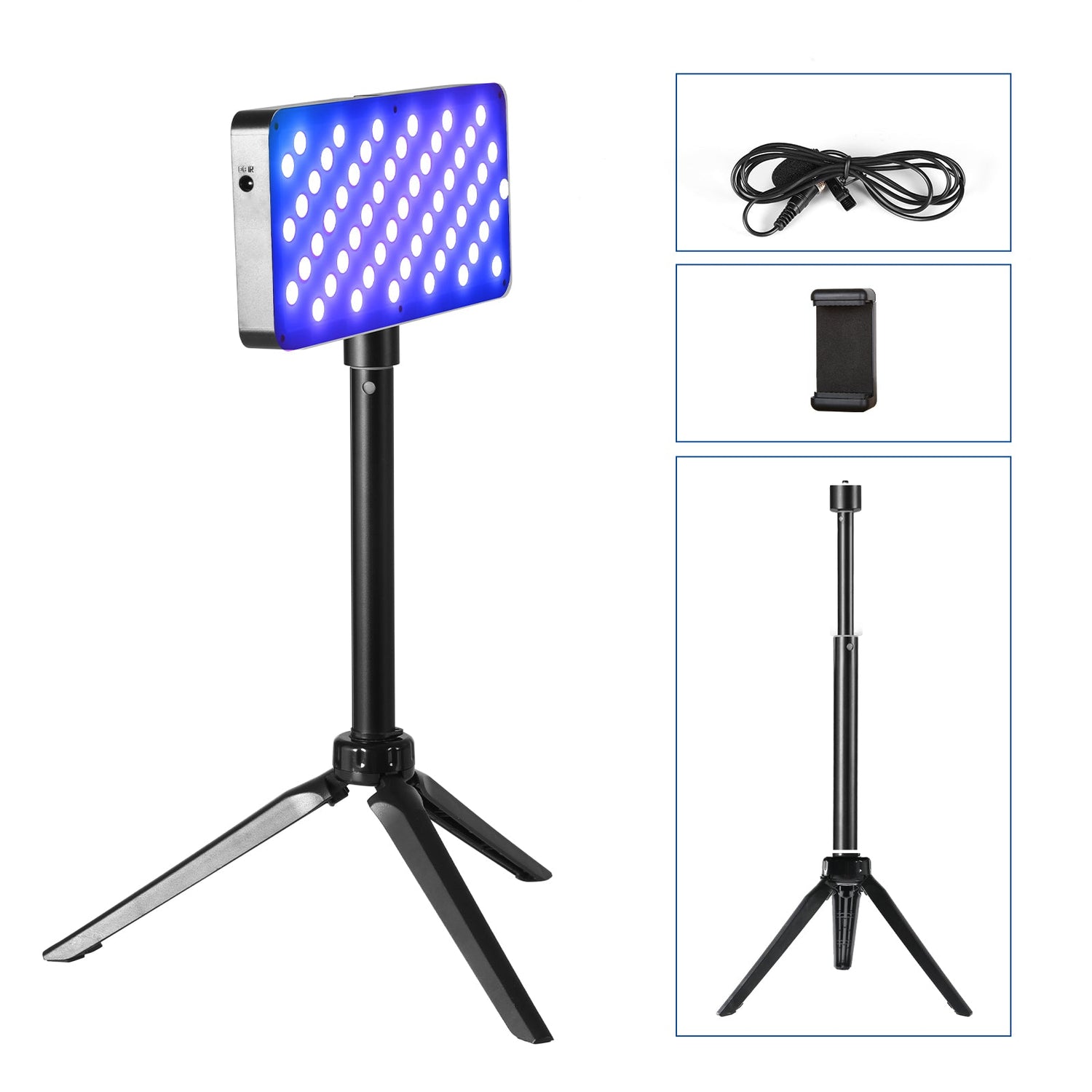 GVM-S20WB1L Dual-Light Set - Bi-Color Temperature On-Camera Lights - Adapter (9V/3A) 2m Cable Length - Desktop Stand - GVMLED