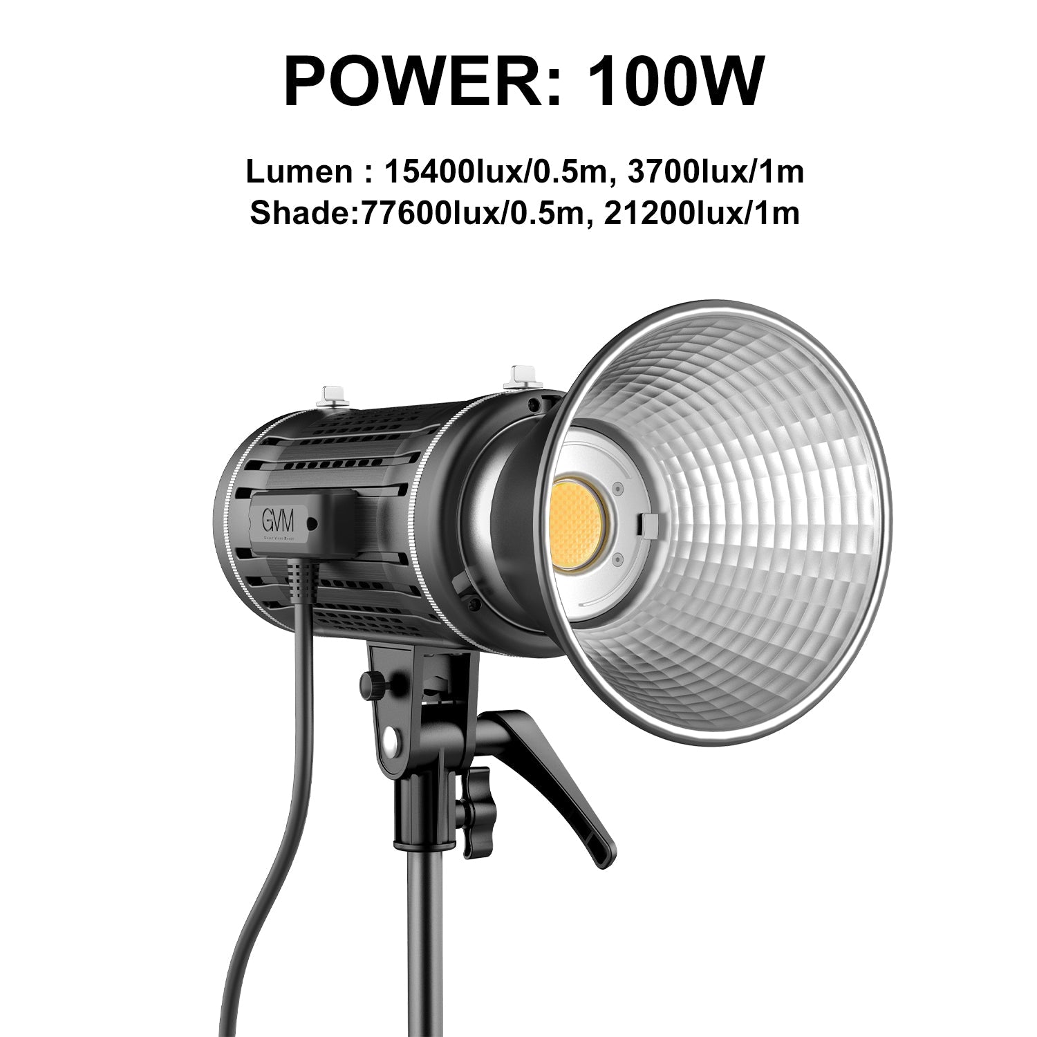 GVM-ST100R 100W Led Video Light RGB+Bi-Color Double Sided Daylight Balanced COB Light 77600 lux/0.5m CRI97+ 12 Built-in Lighting Effects App Control 2700K-7500K Photography Lighting - GVMLED