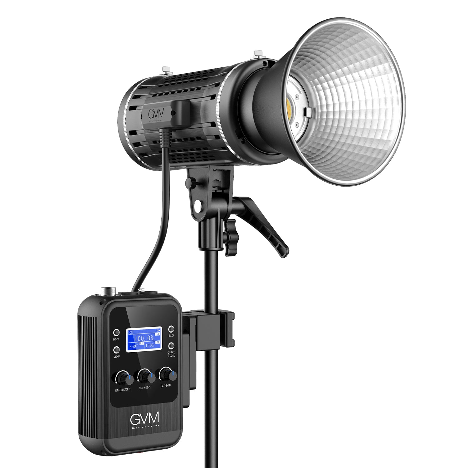 GVM-ST100R 100W Led Video Light RGB+Bi-Color Double Sided Daylight Balanced COB Light 77600 lux/0.5m CRI97+ 12 Built-in Lighting Effects App Control 2700K-7500K Photography Lighting - GVMLED
